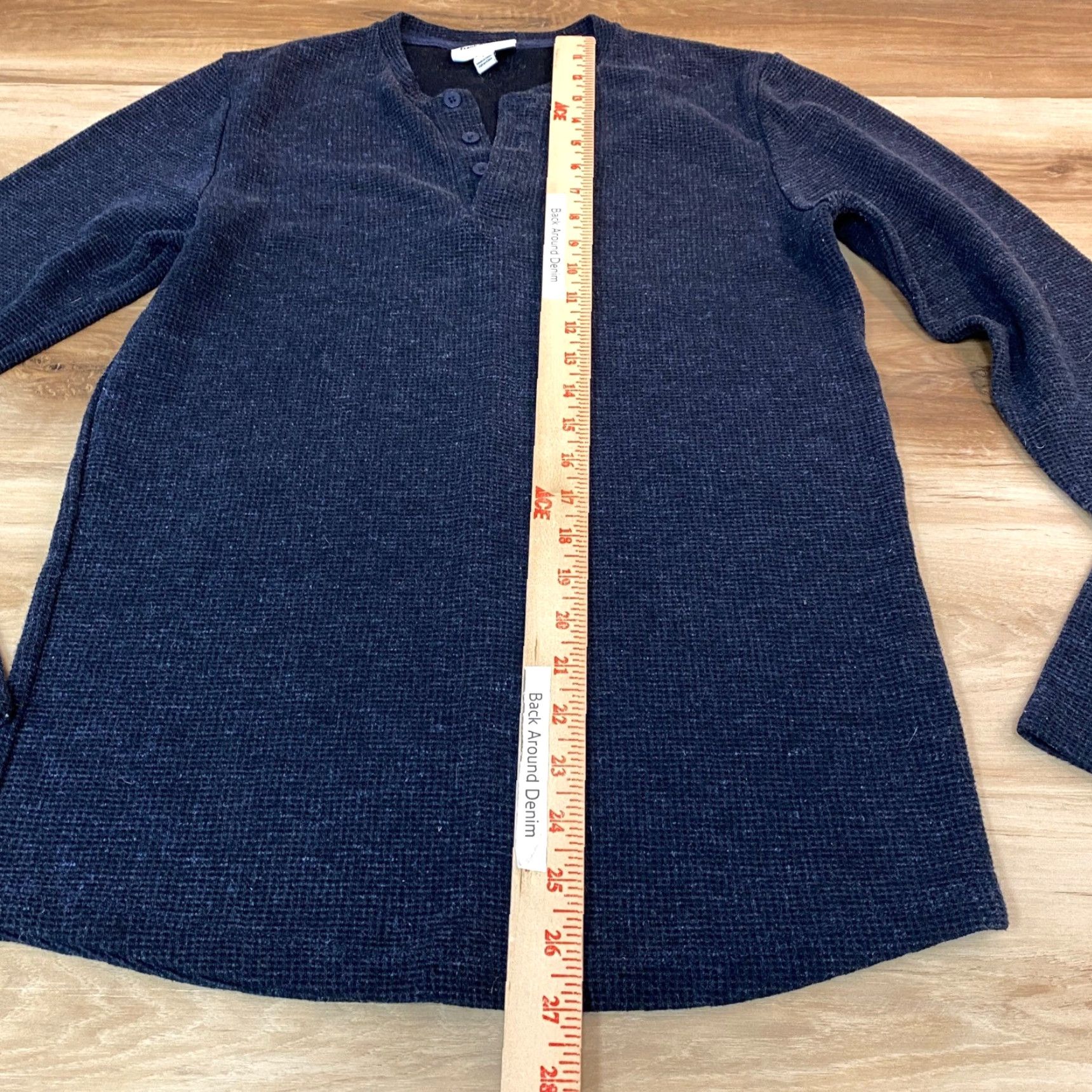 Frank And Oak Frank And Oak Shirt Mens Small Long Sleeve Waffle Knit Henley Shirt Navy Blue Size US S / EU 44-46 / 1 - 4 Thumbnail
