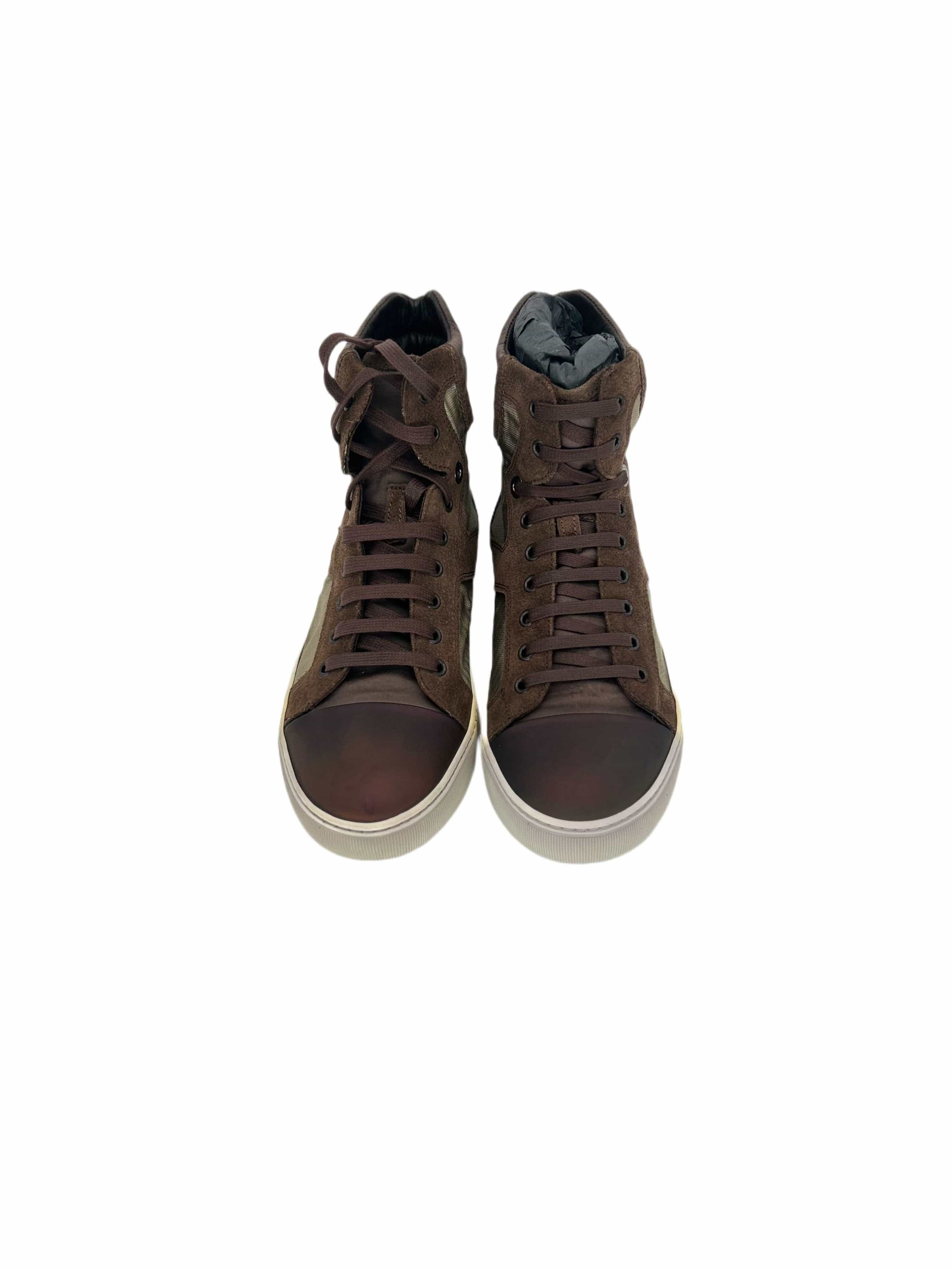 Lanvin Lanvin Brown Mix Fabric Hi Top Sneaker Size US 6 / EU 39 - 3 Thumbnail