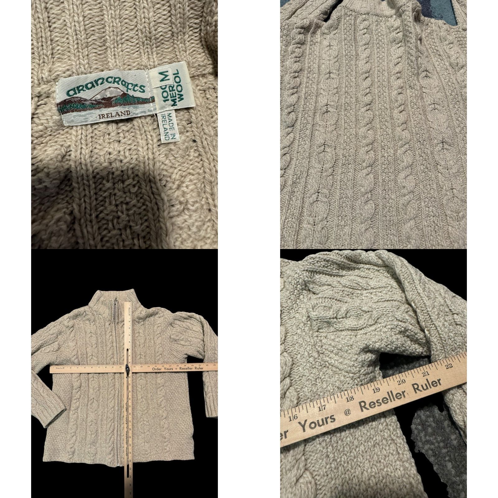 Vintage VINTAGE Aran Crafts Ireland Cardigan Sweater Full Zip Merino Wool Size Medium Women Beige Dolman Sleeve 100% Merino Wool Knit Modern Classic Size M / US 6-8 / IT 42-44 - 9 Thumbnail
