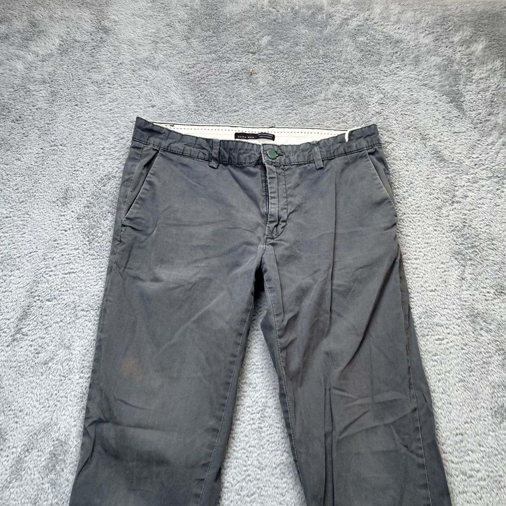 Zara Zara Pants Mens 31 Gray Chino Straight Leg Cuffed Office Wear Business Formal Pants City Preppy Size US 31 - 4 Thumbnail