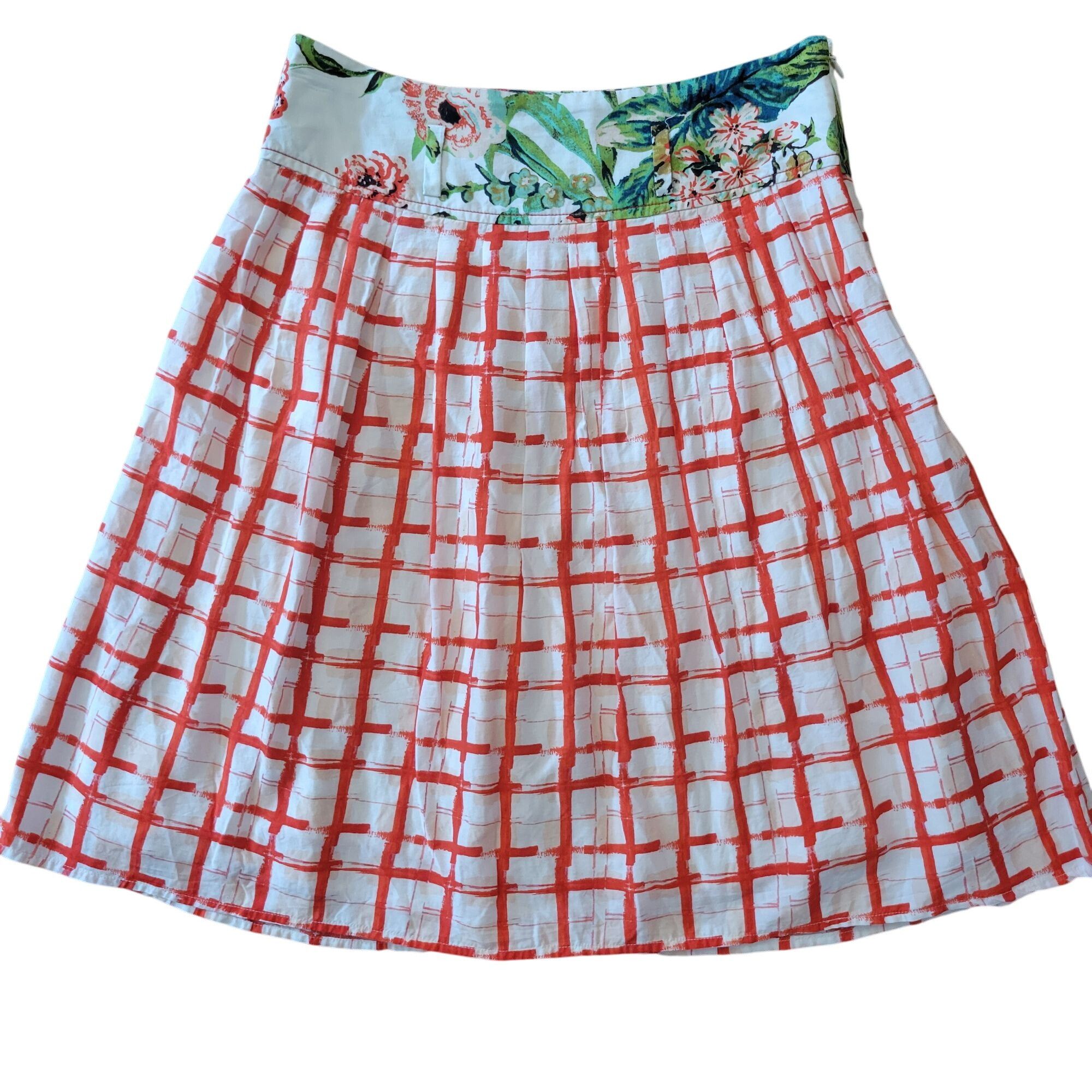 Anthropologie Anthropologie Maeve 8 Floral Plaid Pleated Skirt COUNTY FAIR Size 30" / US 8 / IT 44 - 1 Thumbnail