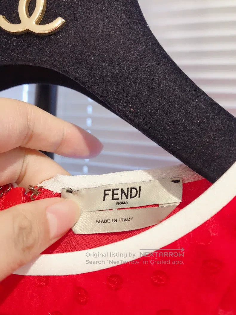 Fendi Fendi Heavy Polka Dot Embroidered Silk Printed Dress Size XS / US 0-2 / IT 36-38 - 7 Thumbnail