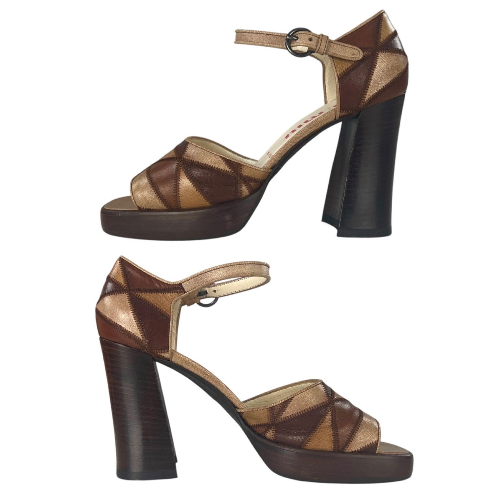 Miu Miu Miu Miu Leather Patchwork Block Heels Size US 7 / IT 37 - 4 Thumbnail