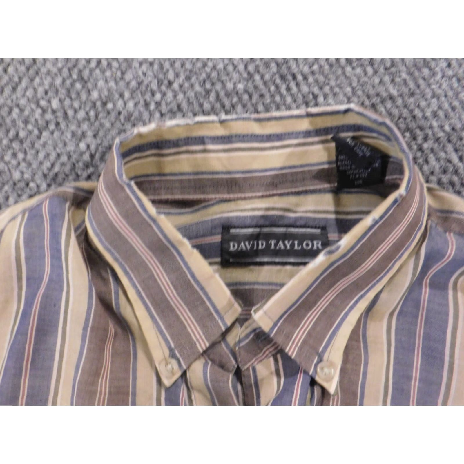 Vintage David Taylor Mens Shirt L brown striped Button-Down Collar Long Sleeve Button-Up Regular Fabric Cotton Knit Vintage No Size US L / EU 52-54 / 3 - 5 Thumbnail
