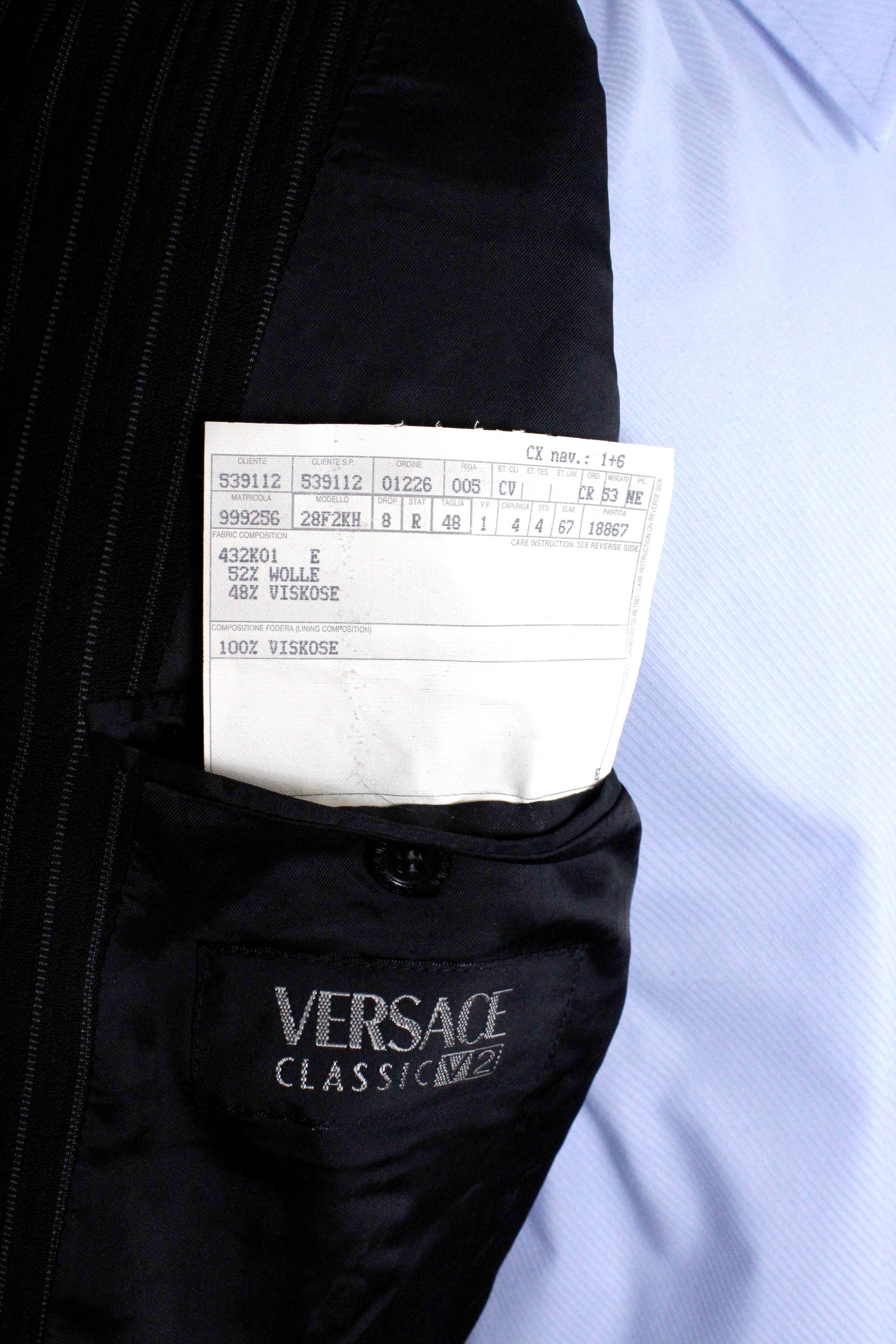 Versace Vintage Versace Classic V2 Striped Knit Black Blazer Jacket Size US M / EU 48-50 / 2 - 10 Thumbnail