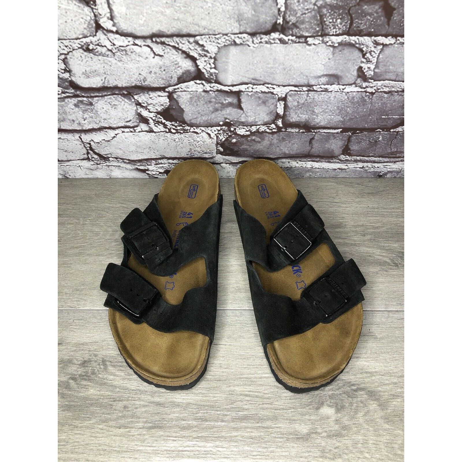 Birkenstock Birkenstock Arizona Black Suede Leather Strap Slides Sandals Size US 10 / IT 40 - 2 Thumbnail