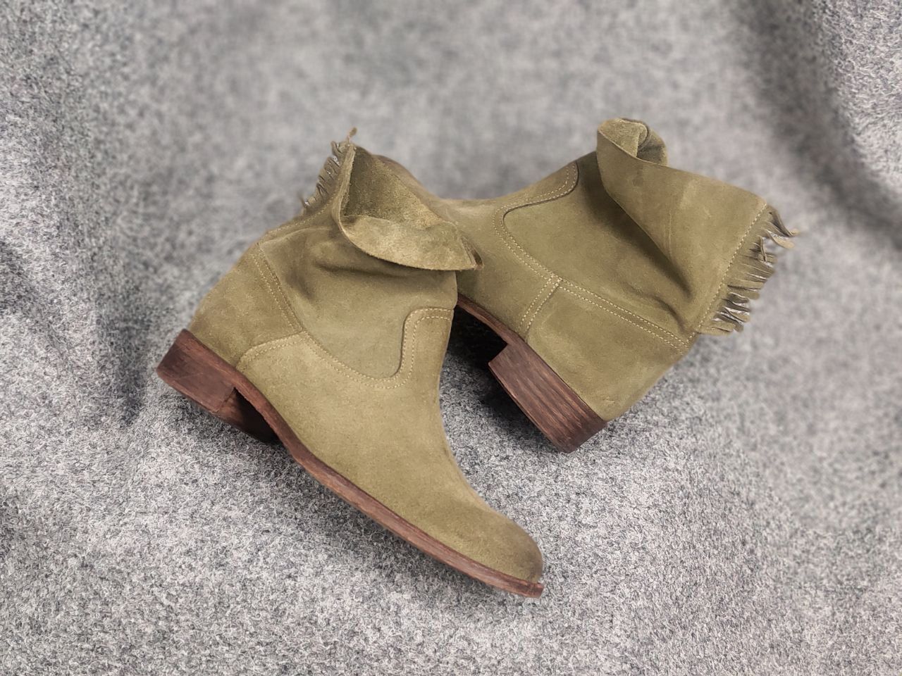 Vintage Via Roma 15 Designer leather shoes green Flat Ankle Boots Size US 11 / IT 41 - 7 Thumbnail