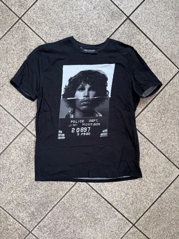 Neil Barrett Vintage print tee Jimi Morrison black dark logo graphic Size US S / EU 44-46 / 1 - 8 Thumbnail