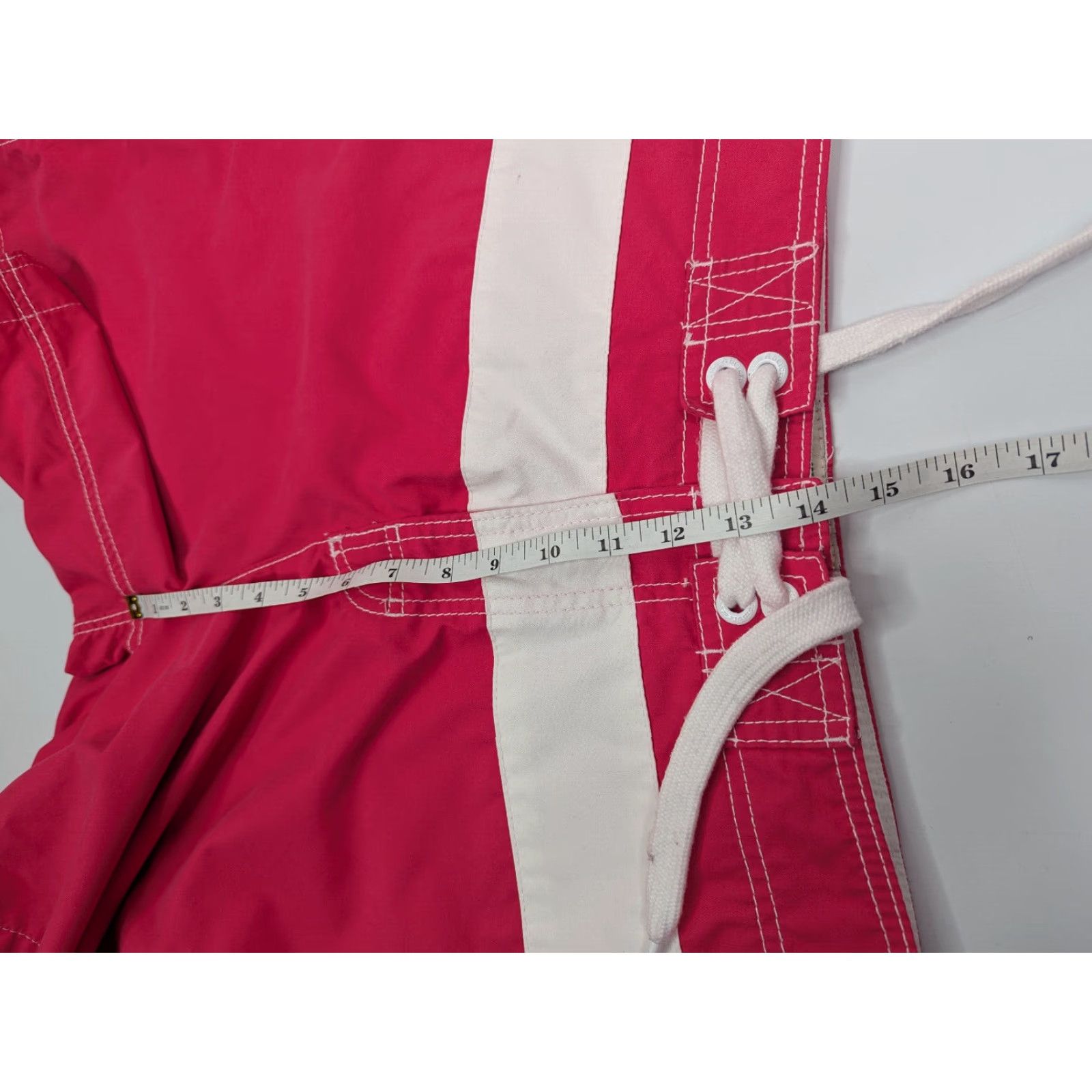 Abercrombie & Fitch Abercrombie & Fitch Swim Trunks Mens XL Pink White Stripe Unlined Drawstring Size ONE SIZE - 4 Thumbnail