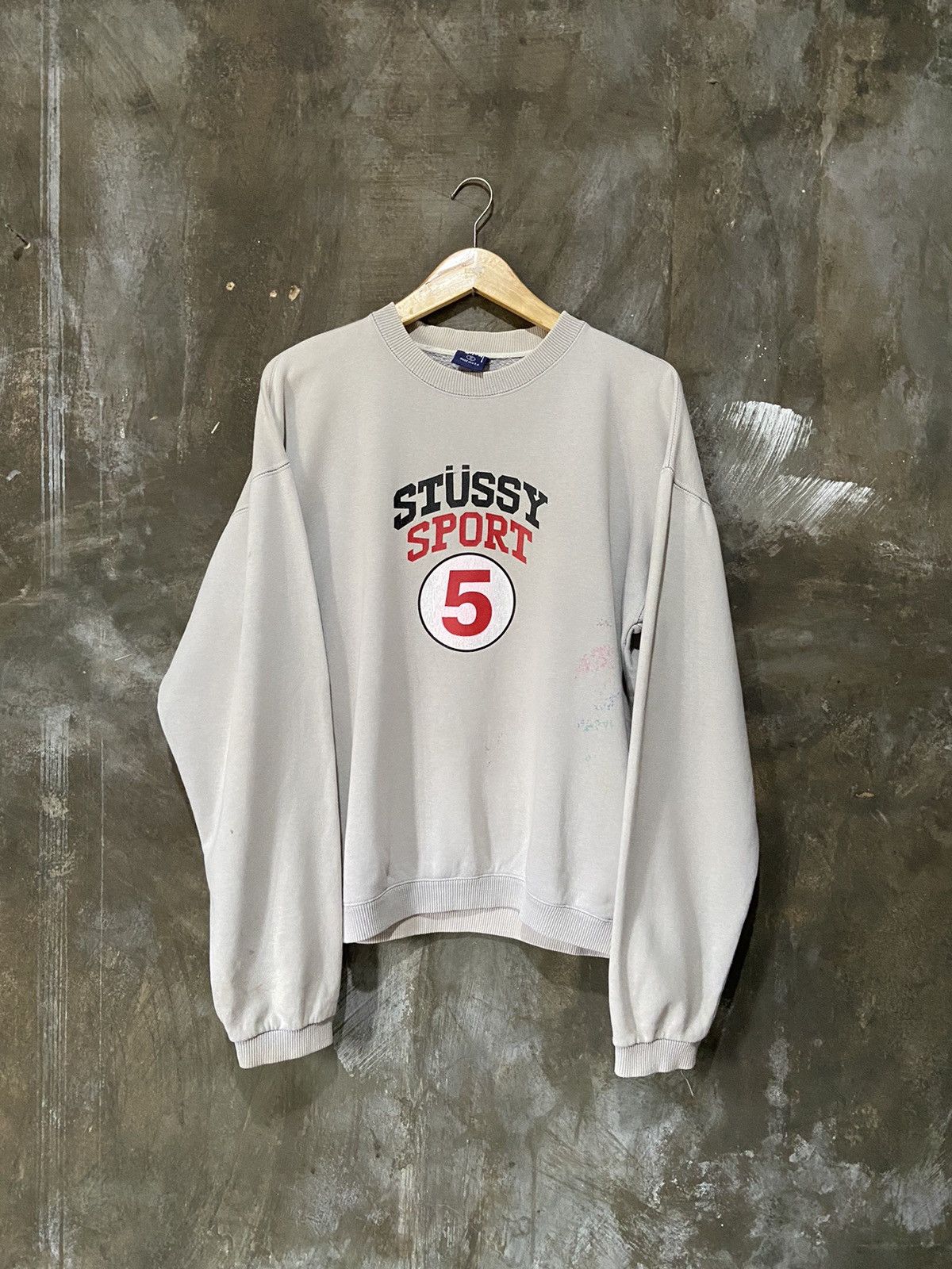 image of Vintage Stussy Sport Sweatshirts in Grey, Men's (Size Medium)