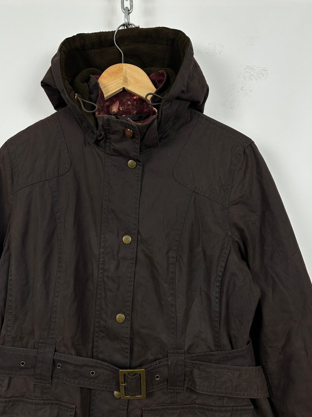 Barbour Barbour Brown Bird Art Bower Belted Waxed Coat Jacket Size L / US 10 / IT 46 - 7 Thumbnail