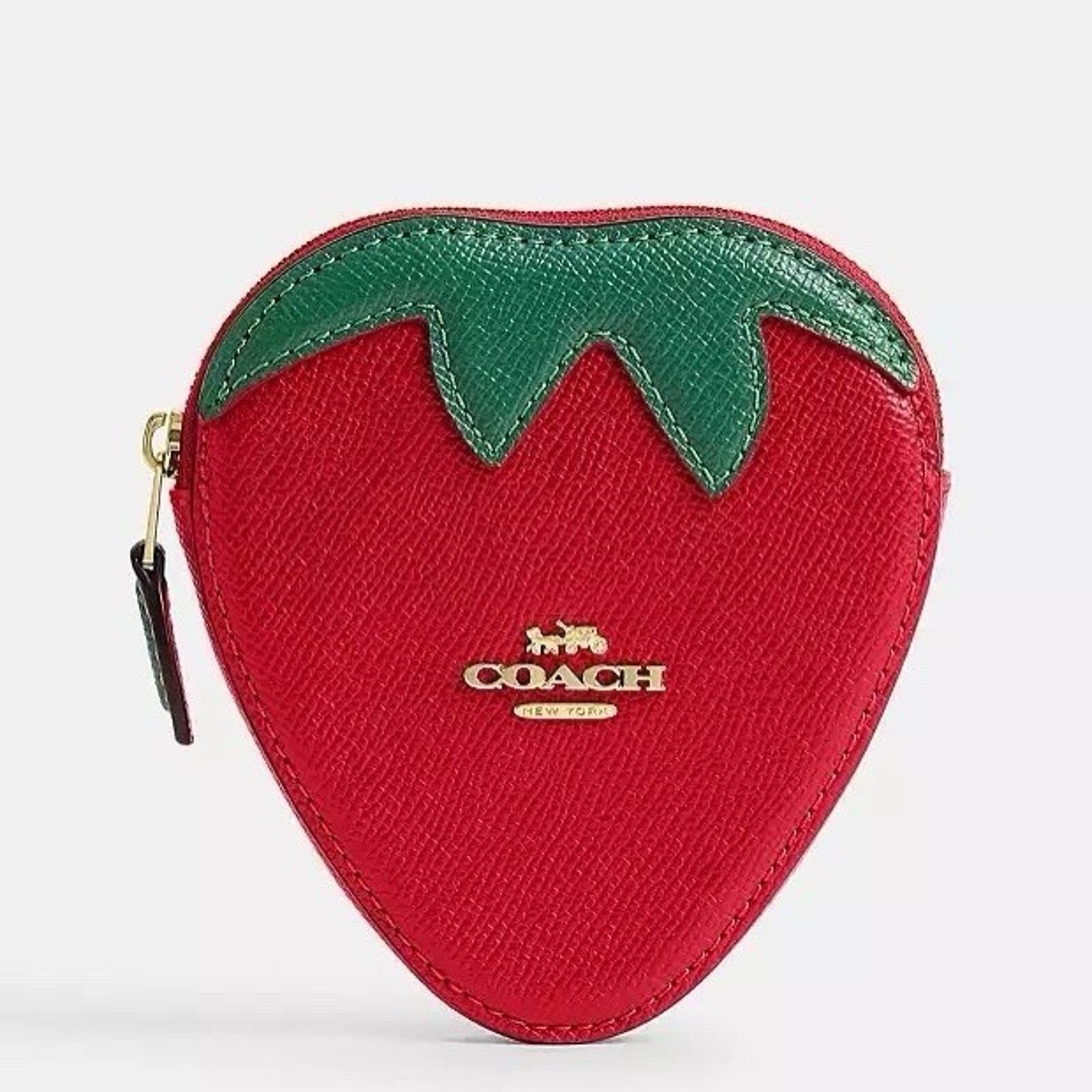 Coach NWT Coach Outlet Strawberry Coin Purse CAN28 Gold/Bold Red Size ONE SIZE - 5 Thumbnail