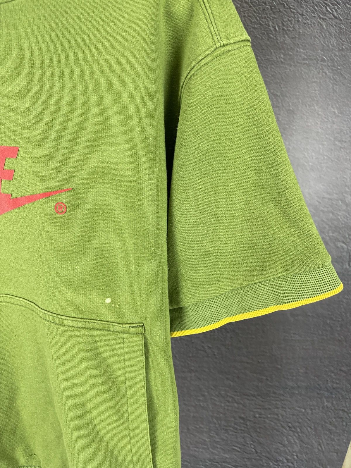 Nike × Vintage Nike vintage y2k green big logo short sleeve hoodie swoosh Size US M / EU 48-50 / 2 - 5 Thumbnail