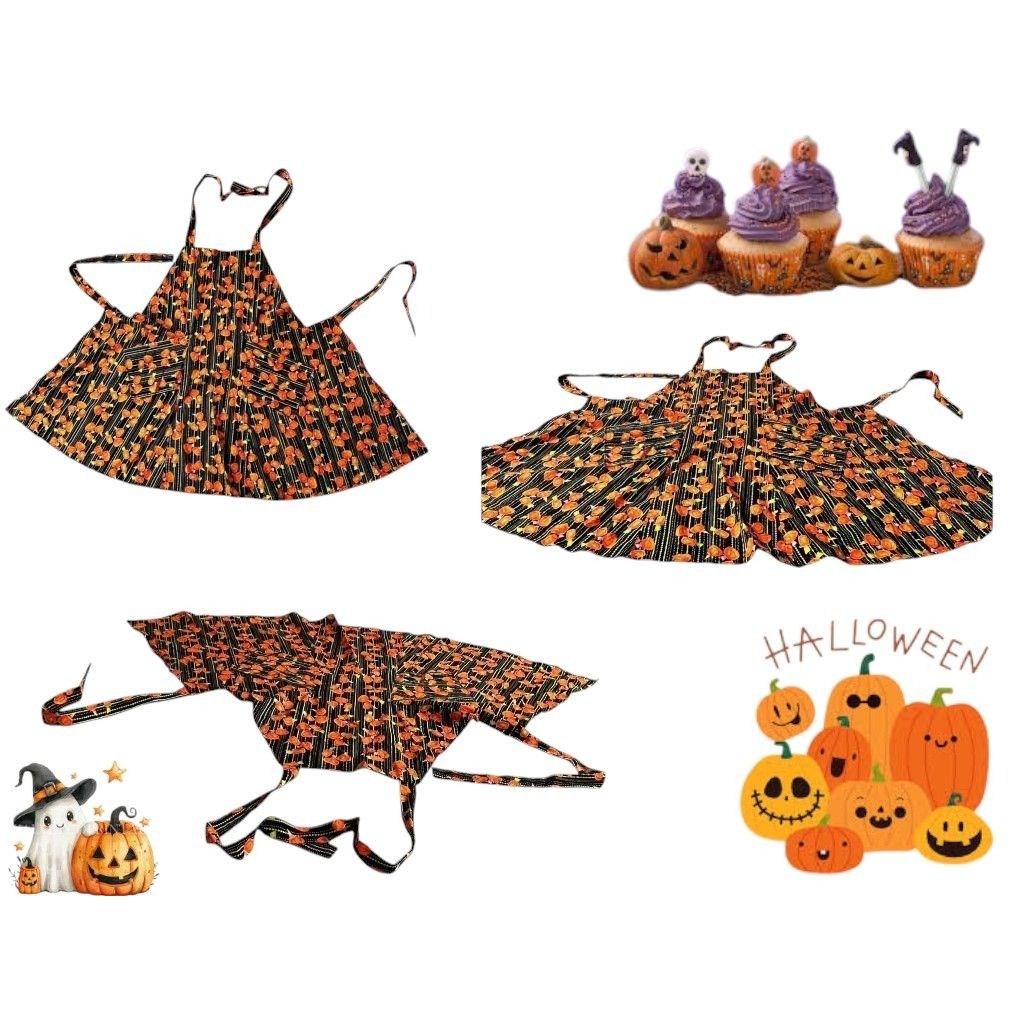 Handmade Vintage Handmade Halloween Apron Jack O Lanterns Pockets Bak Size ONE SIZE - 11 Thumbnail