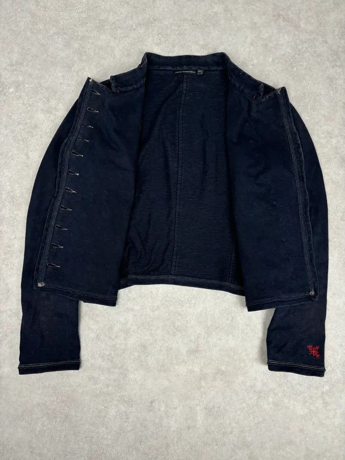 Marithe + Francois Girbaud 2000s Marithé + François Girbaud Navy Asymmetrical Denim Jacket Size XS / US 0-2 / IT 36-38 - 7 Thumbnail
