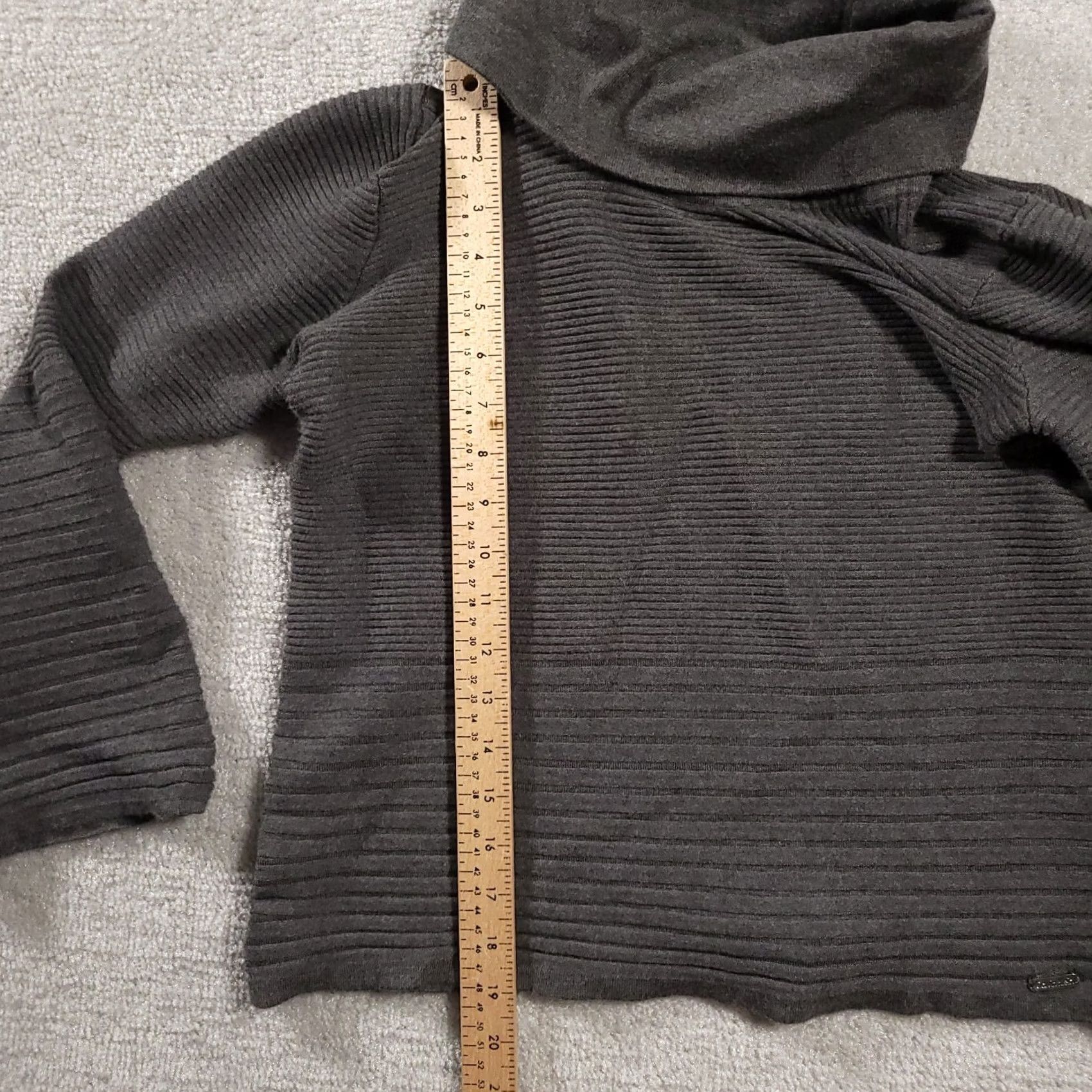 Calvin Klein Calvin Klein Sweater Women's M Gray Turtleneck Long Sleeve Logo Ribbed Pullover Knit Casual, Regular Fit, Fall Winter Spring Size M / US 6-8 / IT 42-44 - 6 Thumbnail