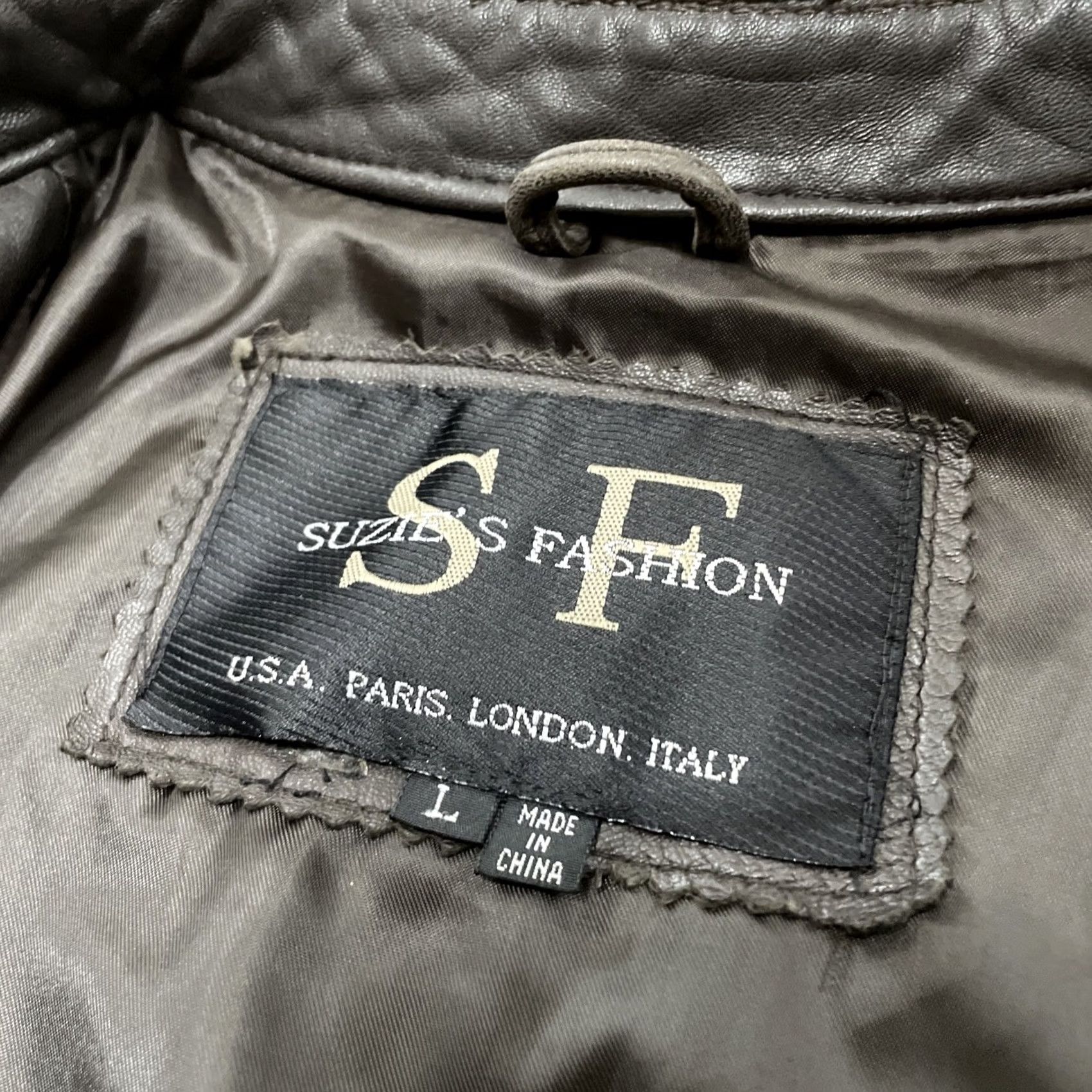 Vintage VINTAGE Suzie's Fashion Leather Jacket Women L 90s Mocha Chocolate Black Chore Coat Mock Neck Parka Size L / US 10 / IT 46 - 5 Thumbnail