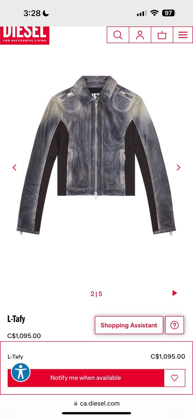 Diesel Panelled perforated-leather jacket Size XS / US 0-2 / IT 36-38 - 16 Thumbnail