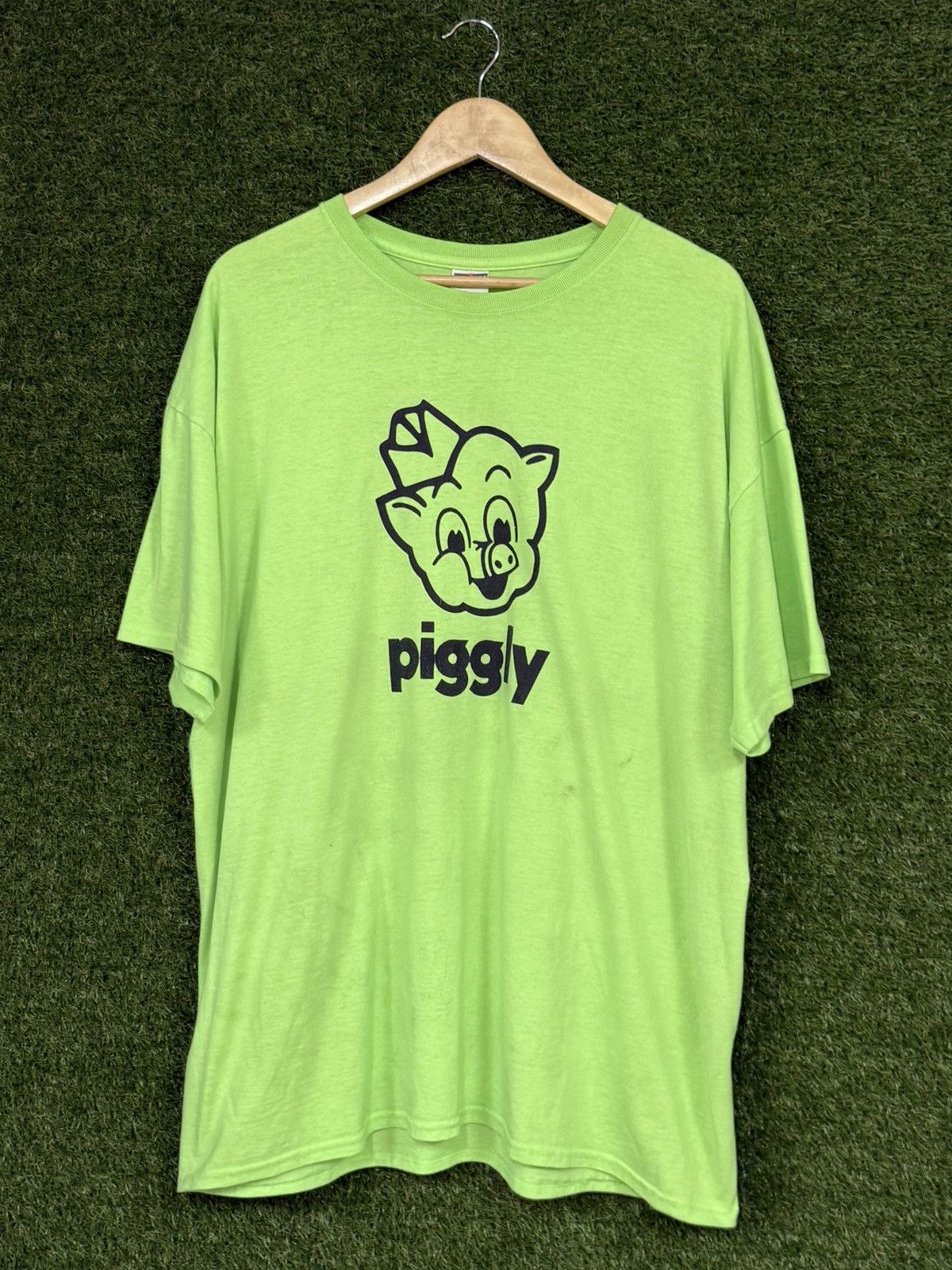 Vintage Vintage Neon Pig Piggly Jerzees Green Pork Cartoon Tee 2XL Size US XXL / EU 58 / 5 - 1 Thumbnail