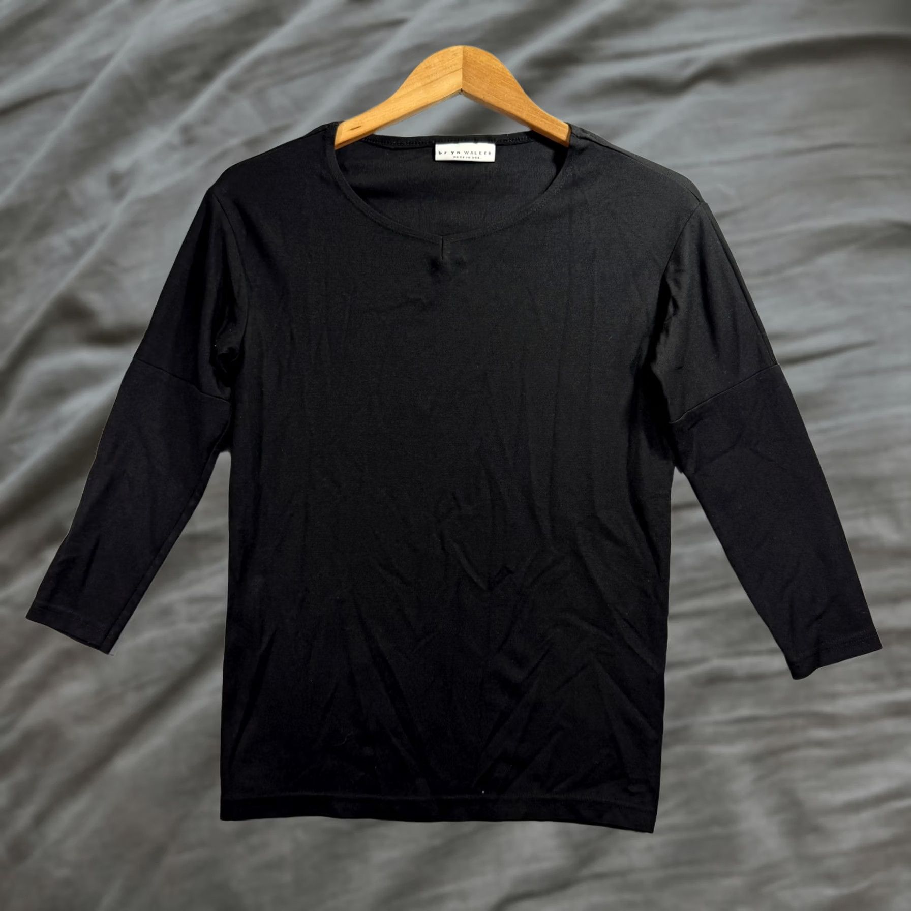Vintage Bryn Walker Shirt Womens Small Black 3/4 Sleeve Crew Neck Basic Made In USA Size S / US 4 / IT 40 - 1 Thumbnail