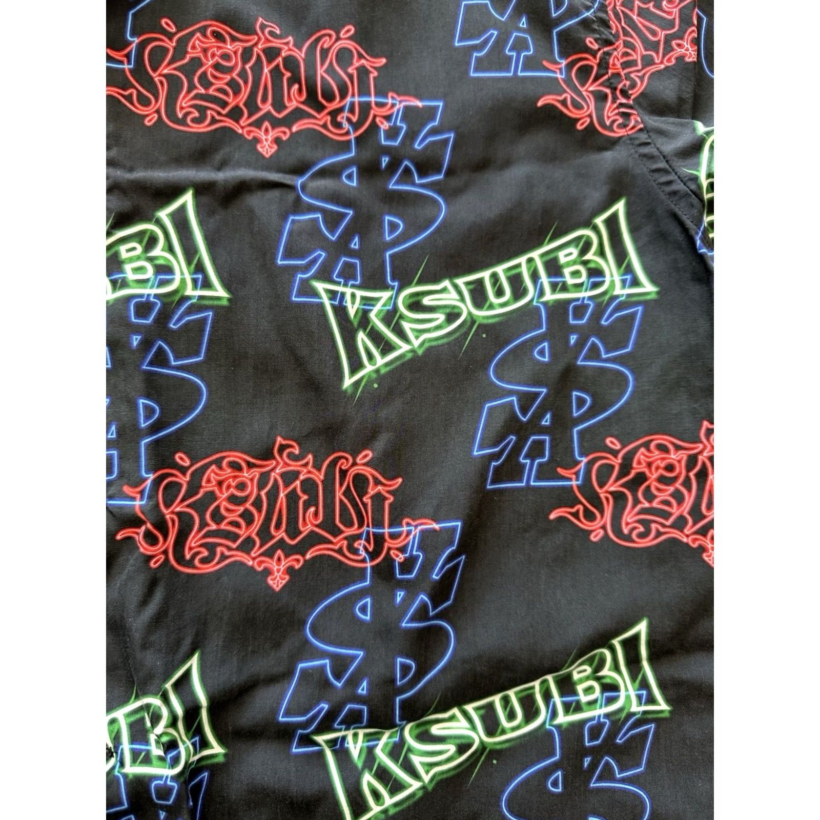 Ksubi Mens KSUBI Glow Resort SS Camp Shirt Button-Front Black XL Wide Logo Short Sleeve Camp Shirt Men XS? Size US XL / EU 56 / 4 - 2 Thumbnail