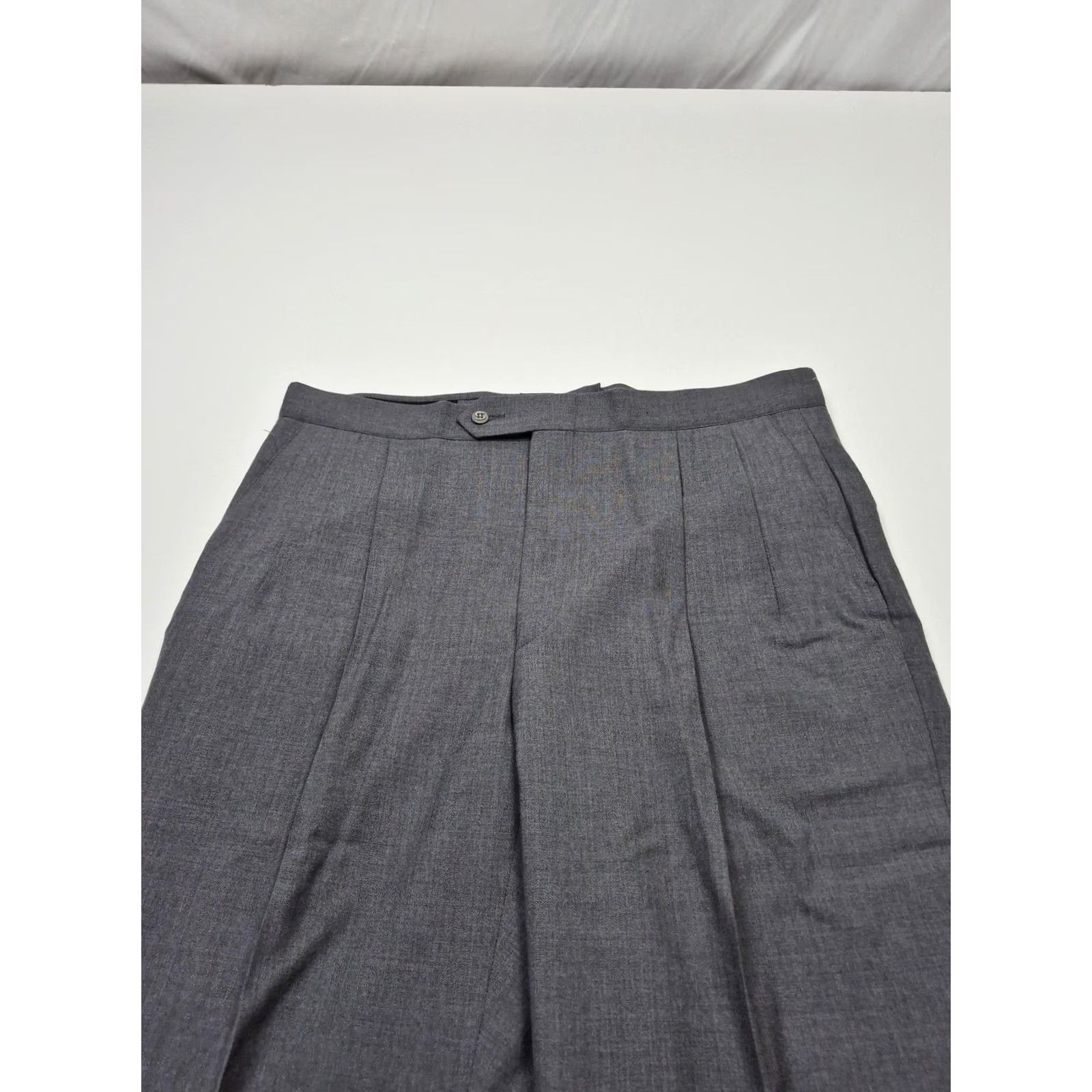Vintage Sansabelt Mens Dress Pants 36x36 Gray Wool Pleated Straight Unhemmed Pants Mens Regular Wool Dress Pants Gray Size US 36 / EU 52 - 2 Thumbnail