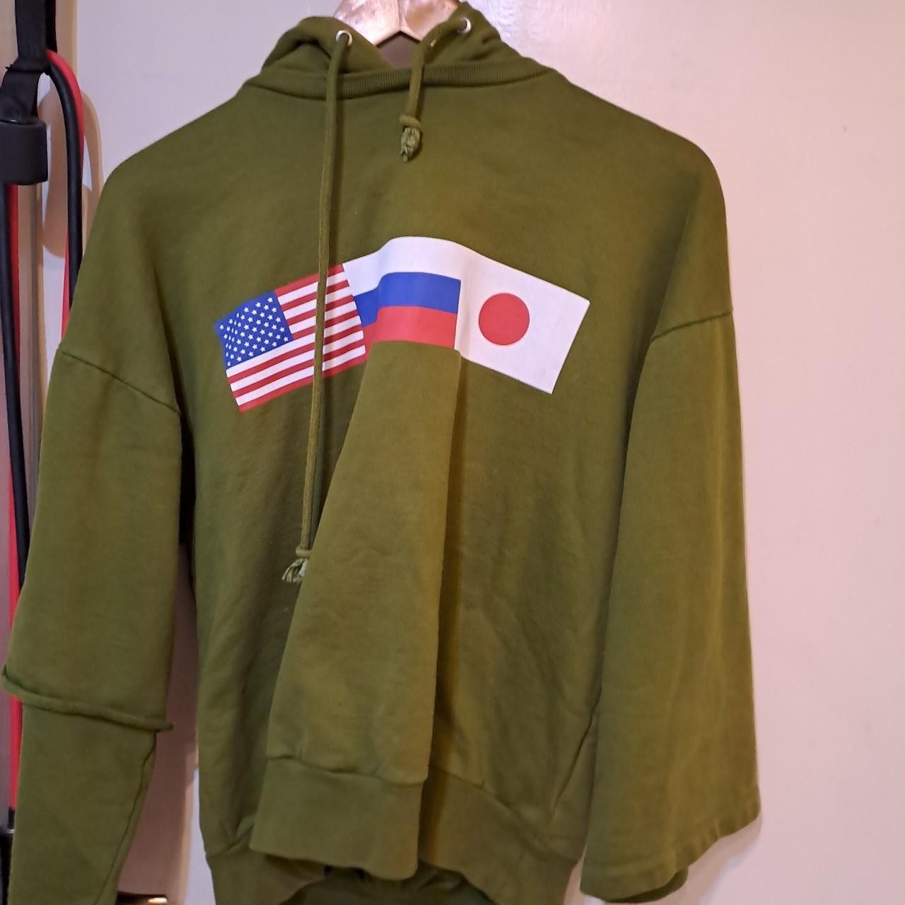 Gosha rubchinskiy asymmetric flag print hoodie best sale