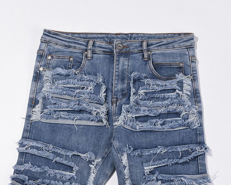 Japanese Brand × Vintage Retro Hole Ripped Distressed Straight Jeans Size US 29 - 5 Thumbnail