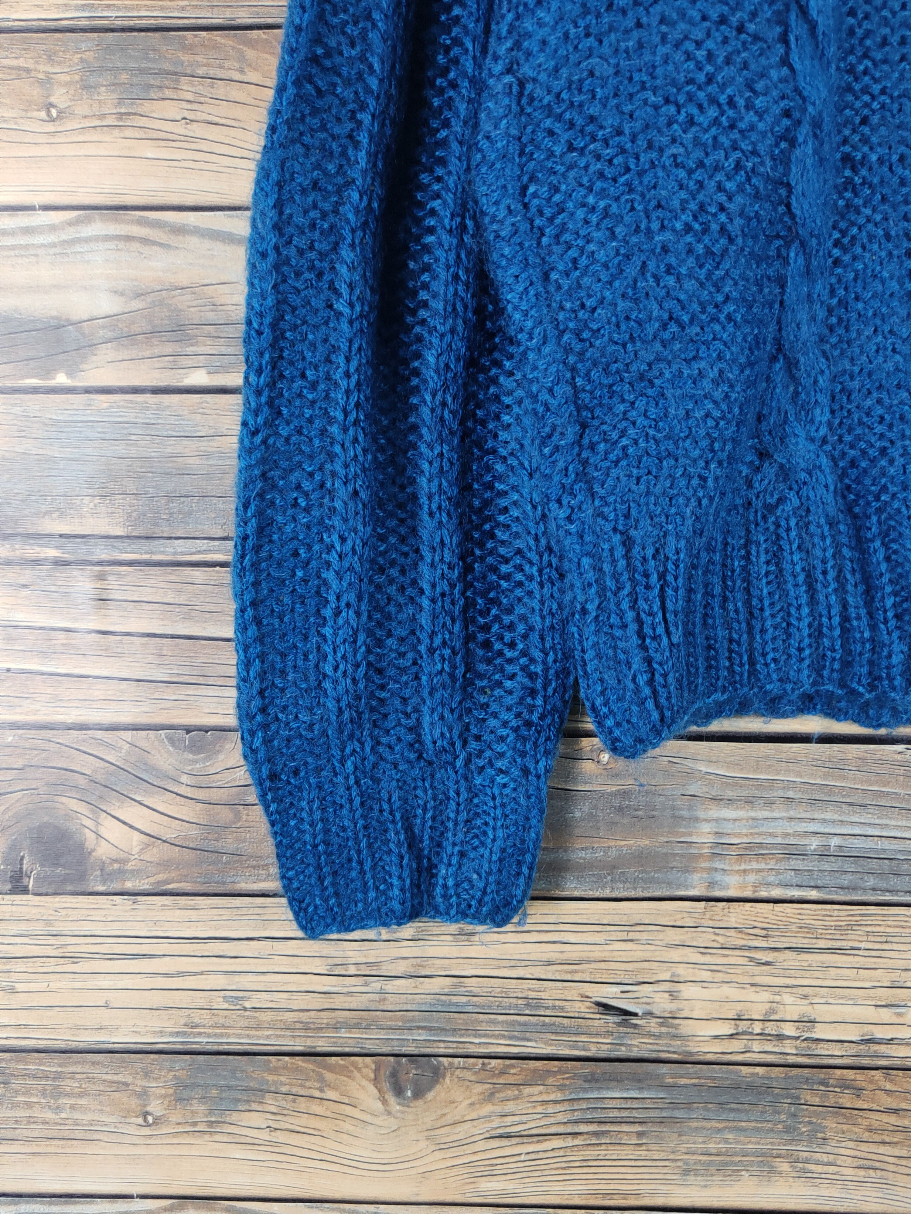 Japanese Brand Ammodo Dark Blue cable Knitwear #W1471 Size US M / EU 48-50 / 2 - 4 Thumbnail