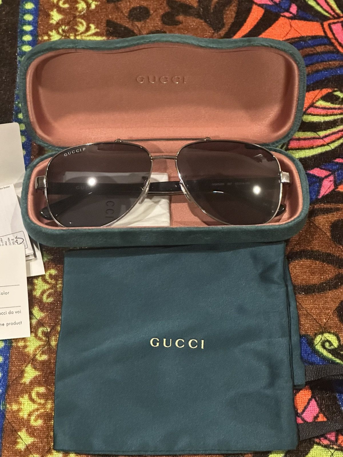 Gucci Gucci Aviator Sunglasses – Silver Frame / Grey Lenses Size ONE SIZE - 1 Thumbnail
