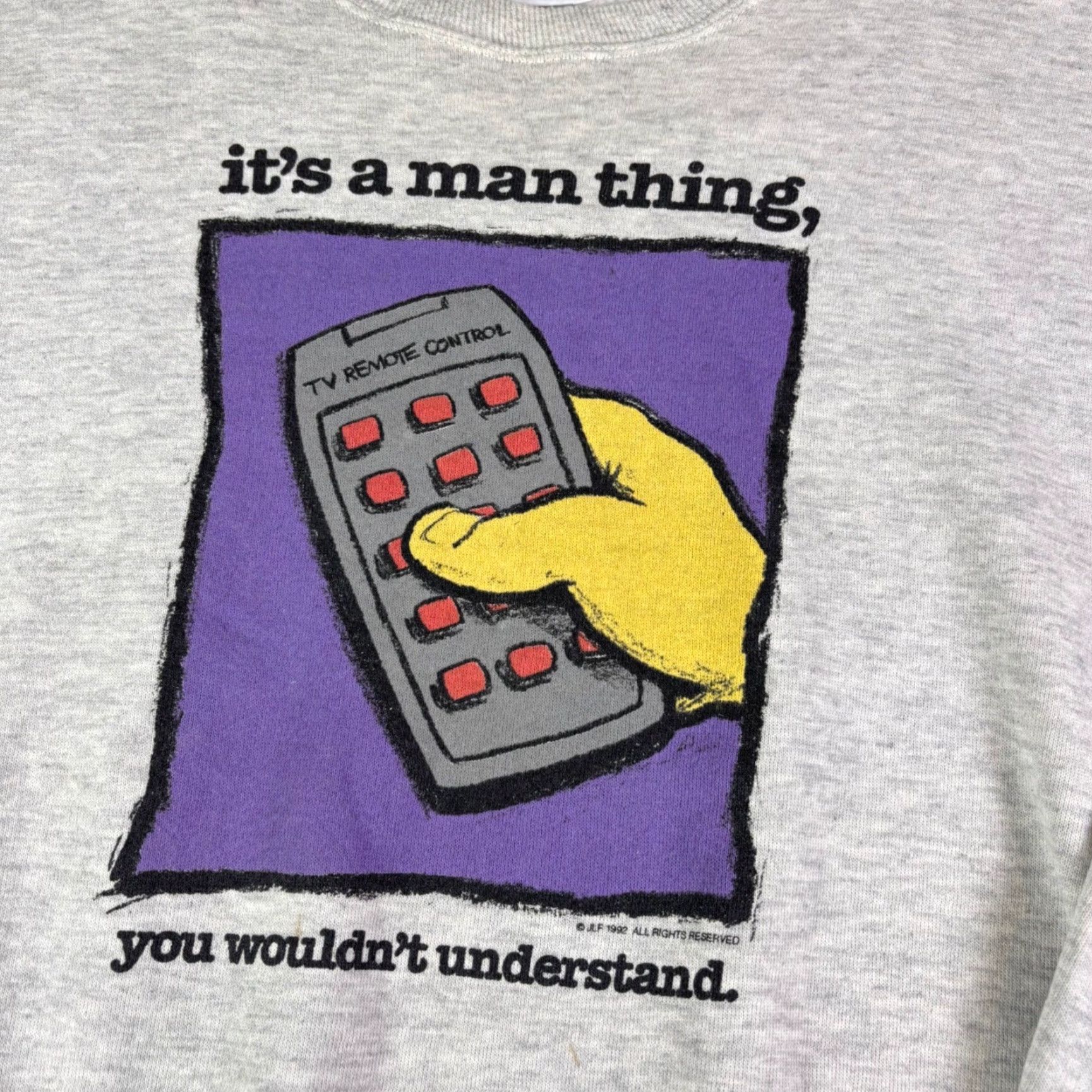 Jerzees VINTAGE Jerzees 90s It's A Man Thing TV Remote Graphic Sweatshirt XL Size US XL / EU 56 / 4 - 6 Thumbnail