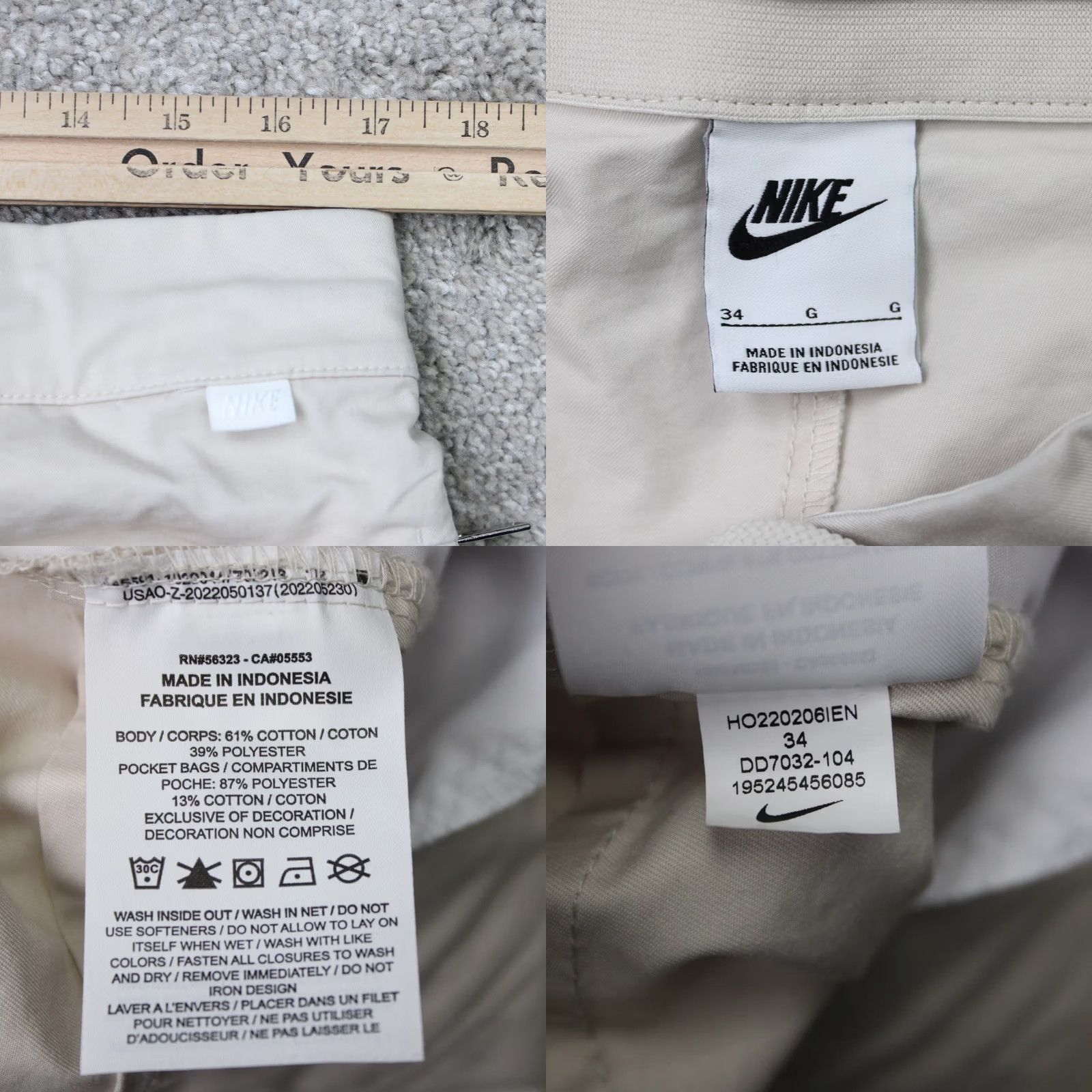 Nike Nike Pants Mens 34 Beige Cropped Tapered Poet? (Note: Unable to generate a proper title within constraints.) Size US 34 / EU 50 - 8 Thumbnail