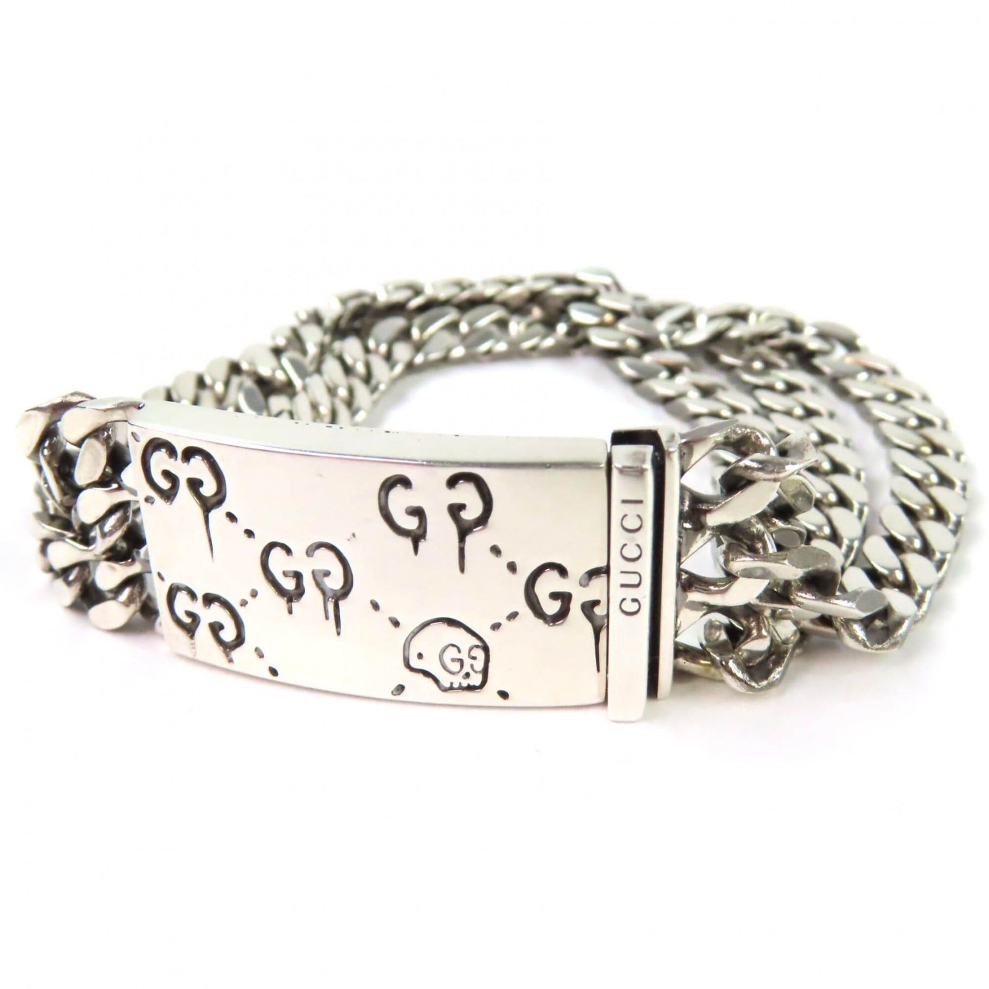 Gucci GUCCI Ghost SV925 Skull GG Pattern Triple Chain Bracelet, Silver, 16cm Length, Made in Italy, Weight 29.12g, Women's. Size ONE SIZE - 1 Thumbnail