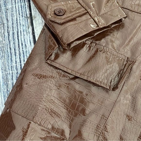 Lioness LIONESS Faux Patent Leather Trench Jacket Size XXS / US 00 / IT 34 - 4 Thumbnail