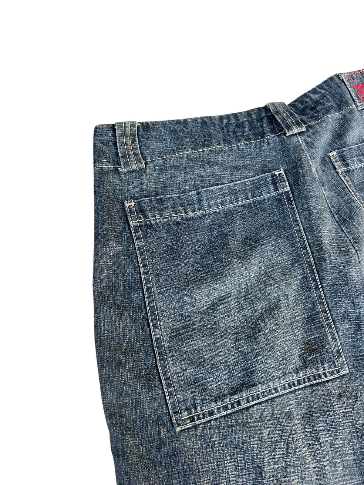 Marithe + Francois Girbaud 90s MFG Dirty Mud Stains Denim Blue Strap Bondage Jeans Size US 36 / EU 52 - 16 Thumbnail