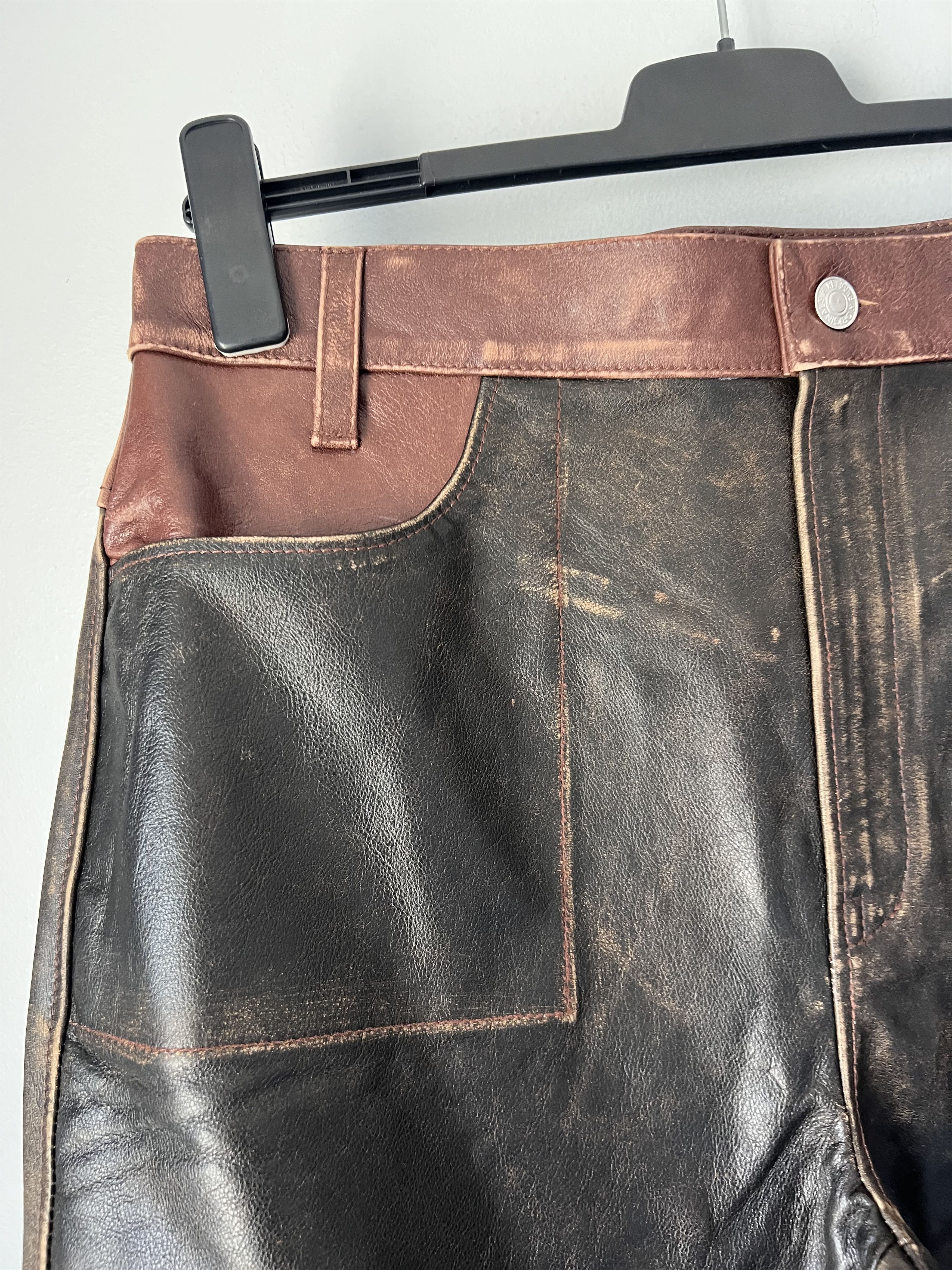 RE/DONE RE/Done 2 Tone Leather Pants in Black Brown Size US 31 - 4 Thumbnail