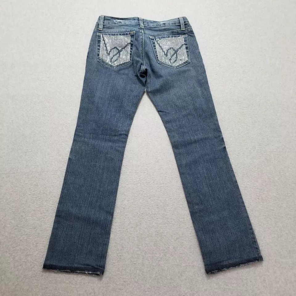 Bebe Bebe Jeans Womens 27x28 Denim Flared Low Rise Rhinestones Size 27" / US 4 / IT 40 - 2 Thumbnail