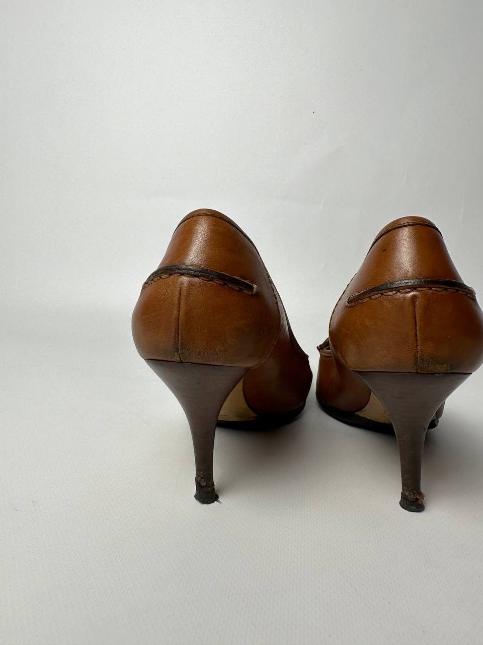 Gucci Gucci Brown Leather Vintage Heels Bamboo Detail Pumps Size US 8 / IT 38 - 5 Thumbnail