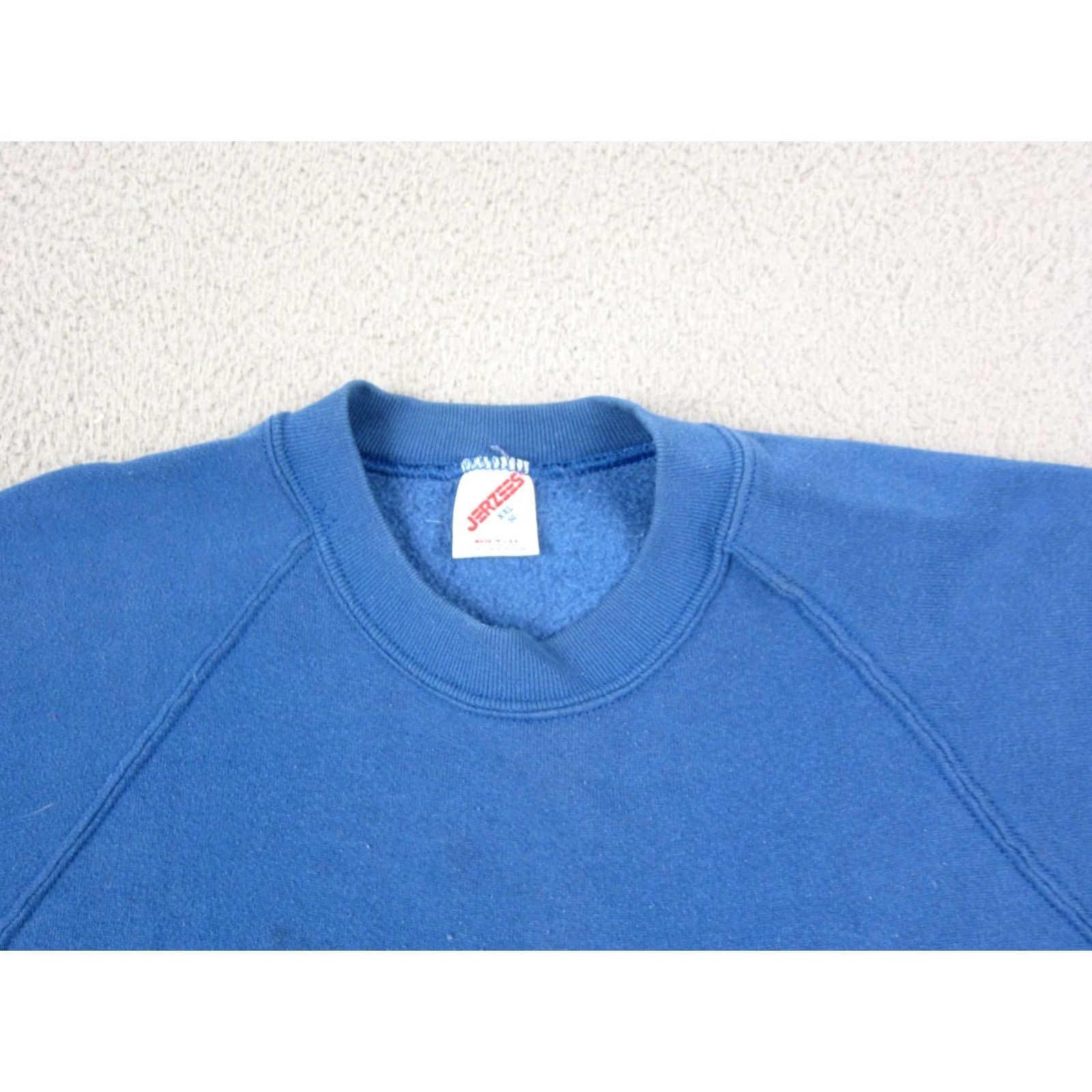 Jerzees VINTAGE Jerzees Sweatshirt Mens 2XL Blue Crew Neck Fleece Cotton Polyester Logo 90s Made in USA Boys? Size US XXL / EU 58 / 5 - 4 Thumbnail