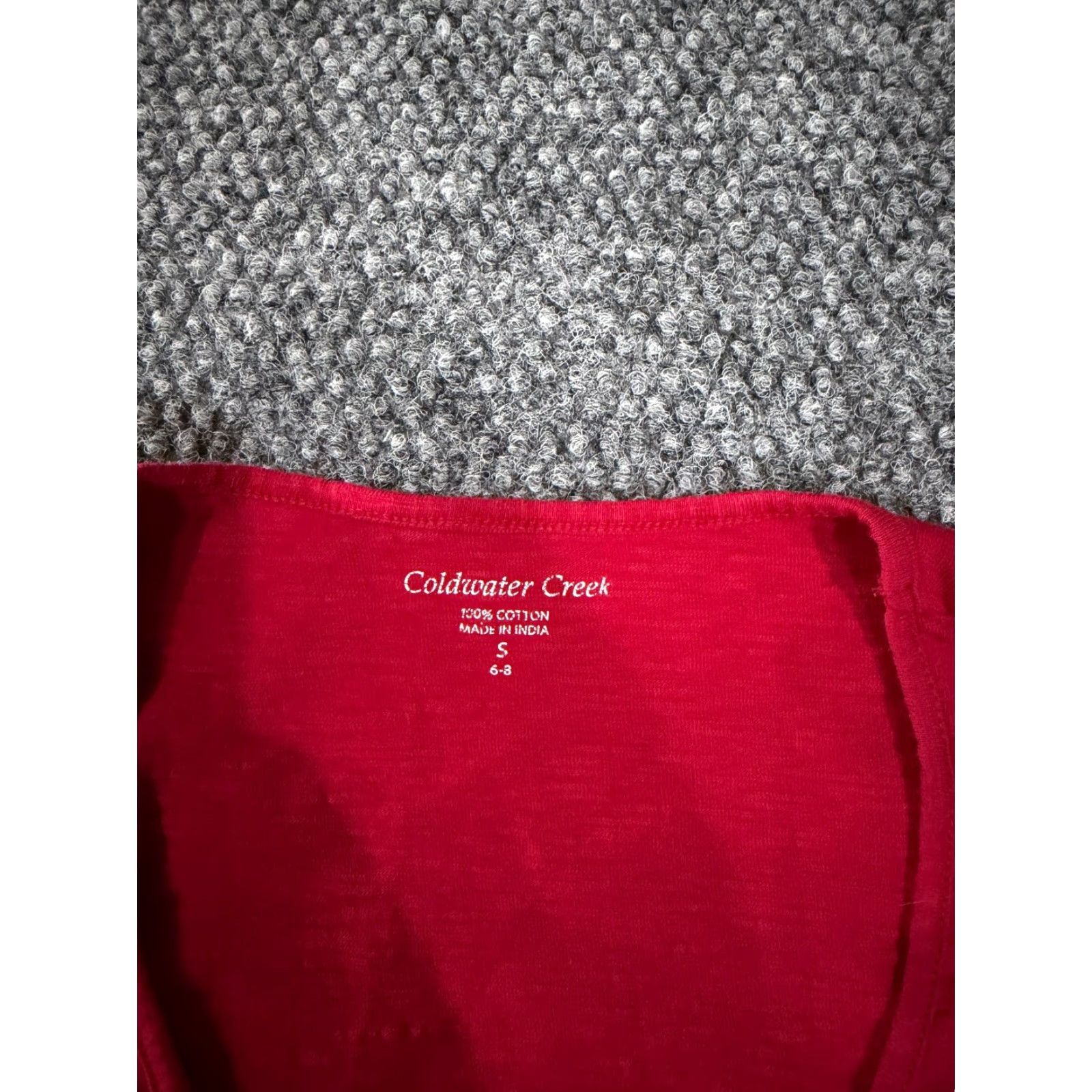 Coldwater Creek Coldwater Creek Blouse Shirt Womens Small Red Embellished Long Sleeve V-Neck Pullover Casual Knit Cotton Regular Stretch Vintage: No Size S / US 4 / IT 40 - 3 Thumbnail