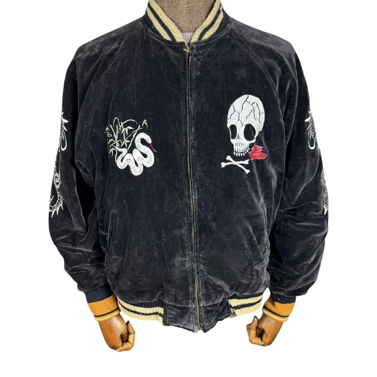 Japanese Brand ☀️HOUSTON JAPAN SPIDERWEB VELVET SUKAJAN JACKET Size US L / EU 52-54 / 3 - 14 Thumbnail