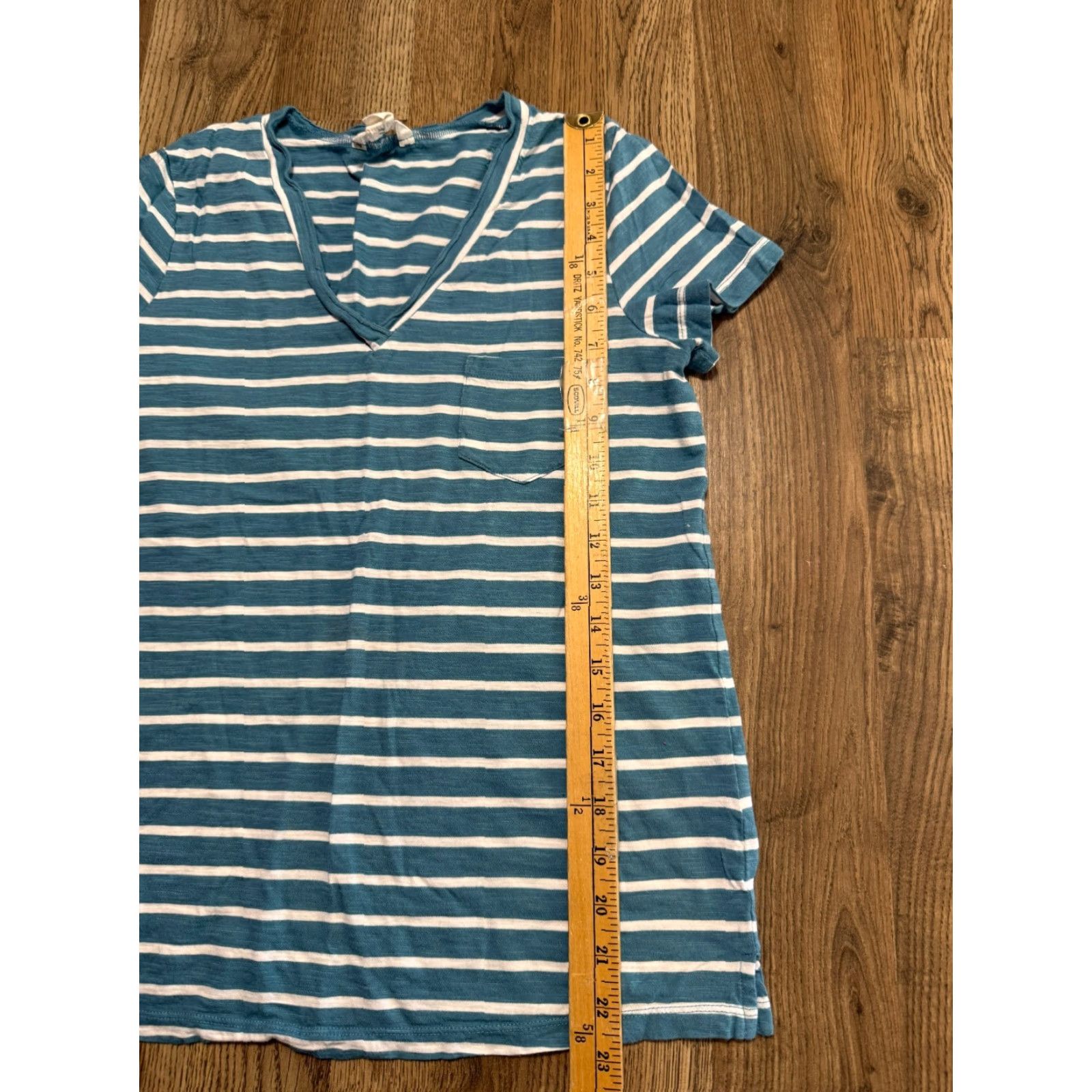 Vintage Caslon Shirts Women Short Sleeve V-Neck Striped Lightweight Blue Medium T-Shirt Casual Womens Size M / US 6-8 / IT 42-44 - 7 Thumbnail