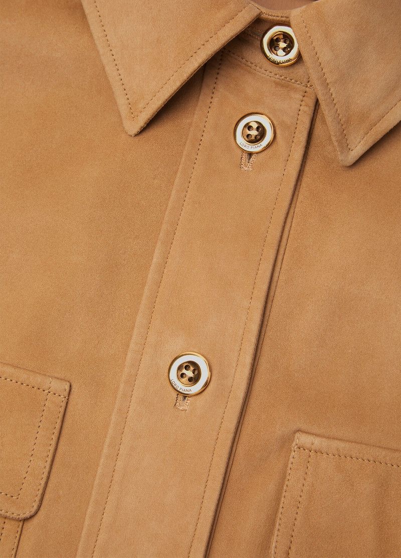 Loro Piana o1srvl11e0526 FAP2830 Lowered Suede Yannis Shirt in Brown Size XS / US 0-2 / IT 36-38 - 6 Thumbnail