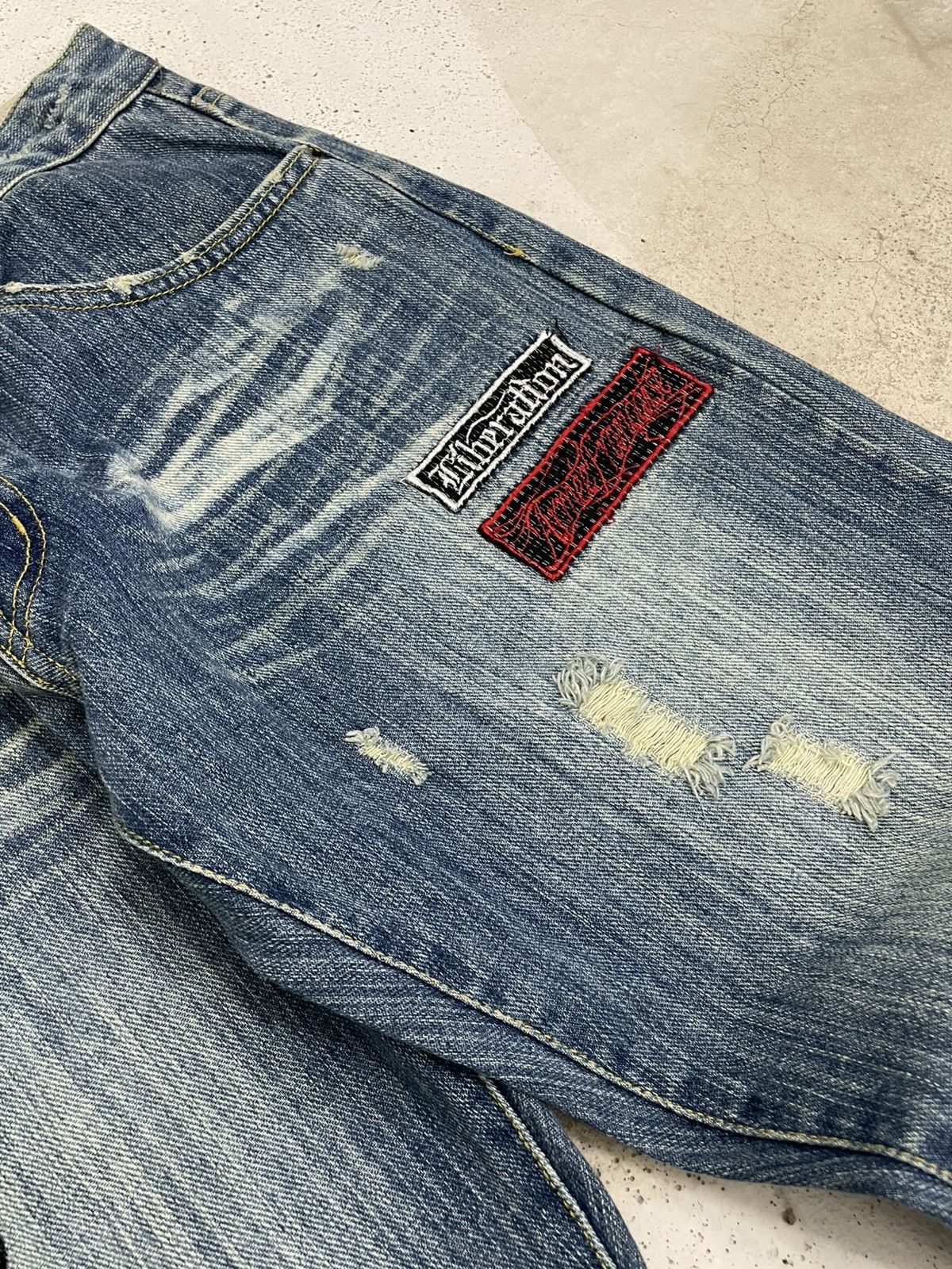 Japanese Brand Japan Armee Francaise Distressed Patchwork Liberation Denim Size US 32 / EU 48 - 9 Thumbnail