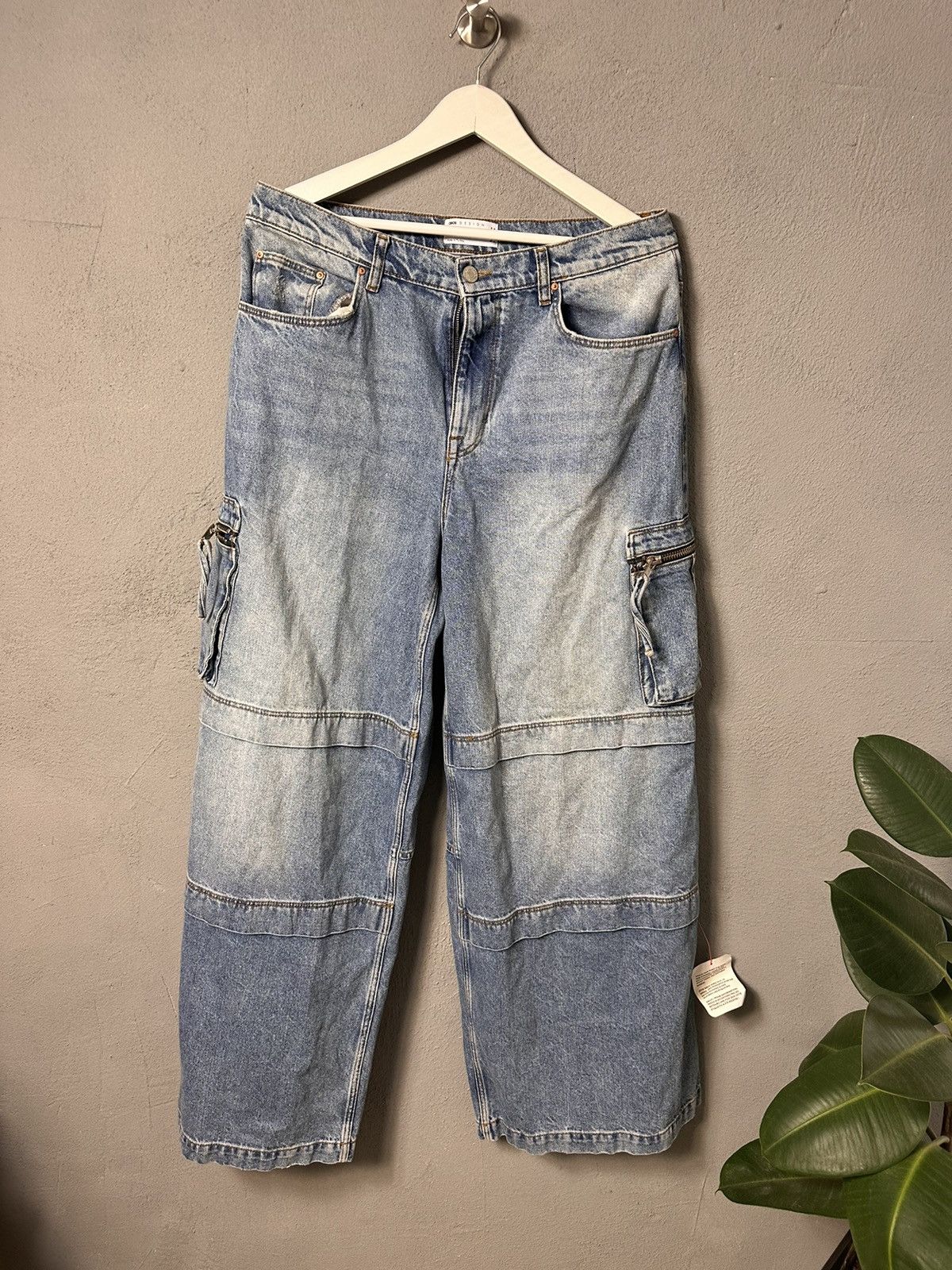 Pre-owned Asos Design Very Baggy Rave Skater Cargo Jeans In Blue