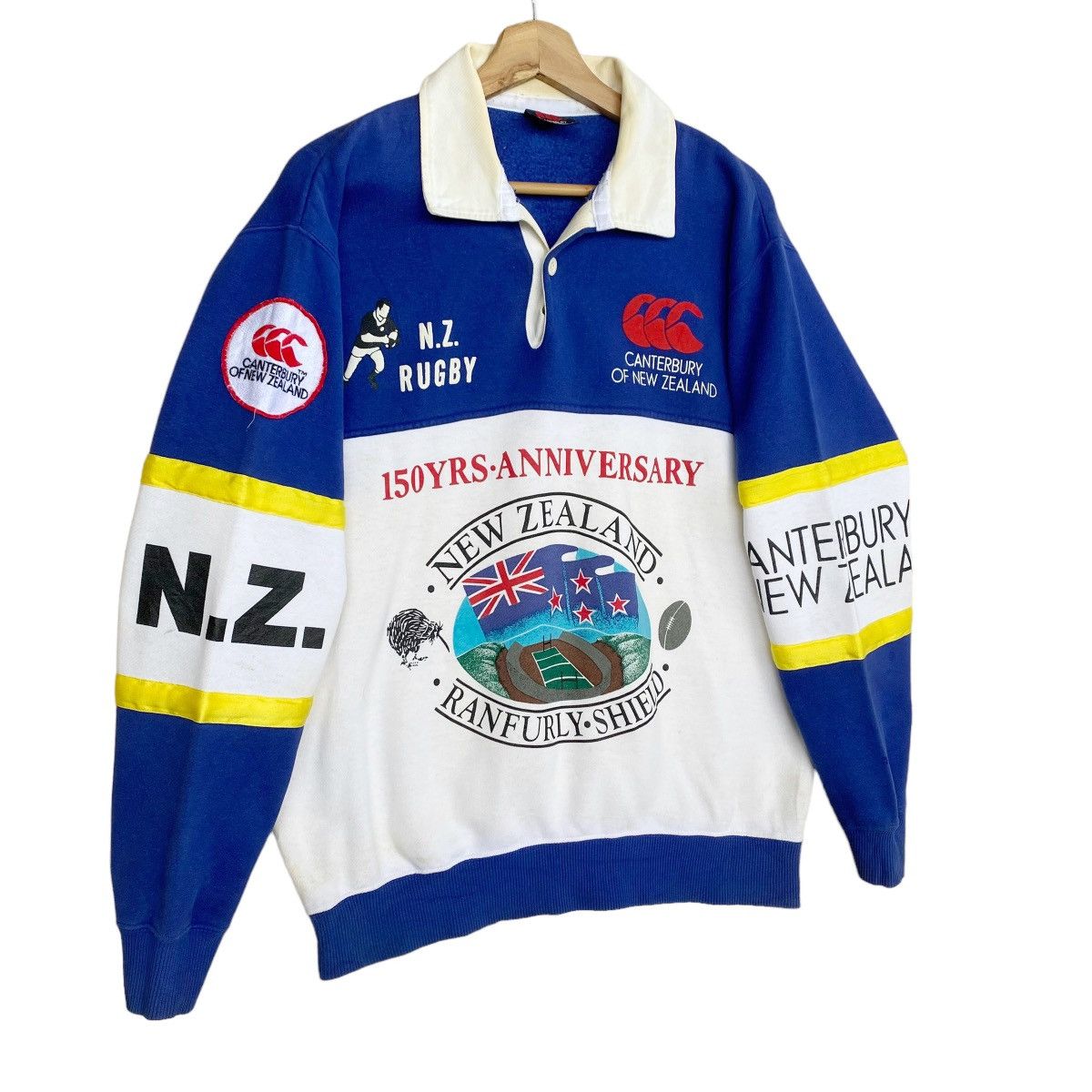 Canterbury of New Zealand Canterbury 150 Year Anniversarry Big Logo Collar Sweatshirt Size US M / EU 48-50 / 2 - 2 Thumbnail