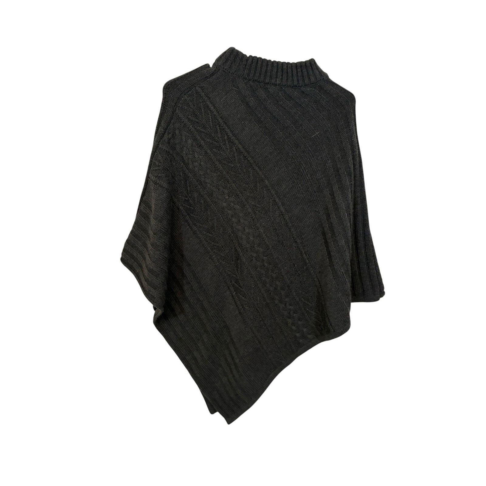 Chicos Chico’s Gray Knit Poncho Sweater Mock Neck Asymmetrical L/XL Size L / US 10 / IT 46 - 4 Thumbnail