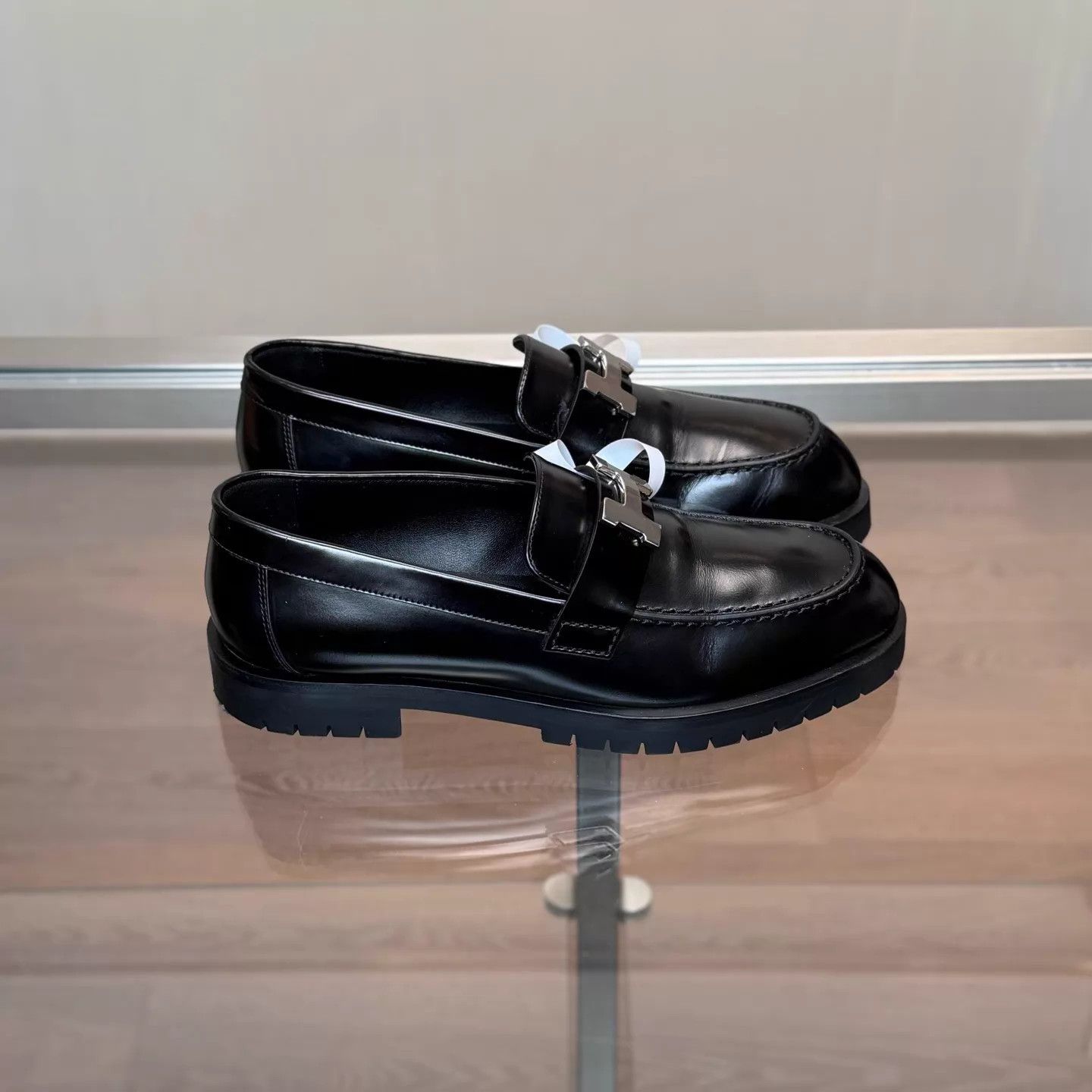 Hermes HERMES Faubourg Black Silver Buckle Loafer 36 98 Size US 5.5 / IT 35.5 - 3 Thumbnail