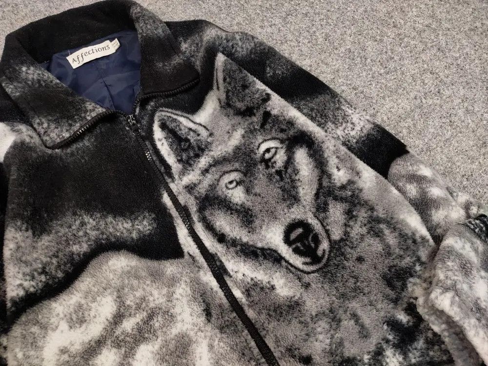 Japanese Brand Vintage 90's Fleece Zip Jacket Over Art Winter Wolf Hype Size US M / EU 48-50 / 2 - 5 Thumbnail