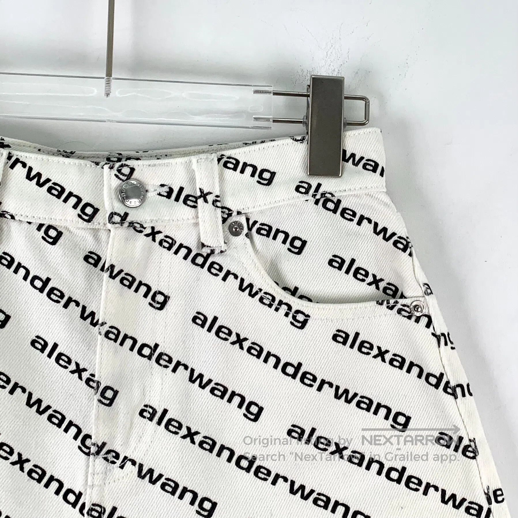 Alexander Wang Alexander Wang White Logo Letter All-Over Print Cotton Cas Size 25" / US 0 / IT 36 - 3 Thumbnail